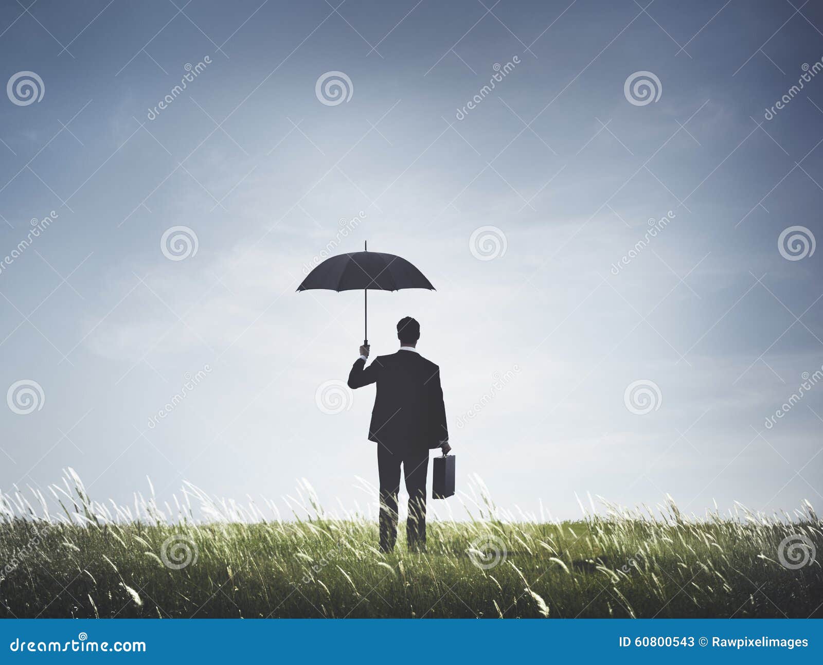 Businessman Umbrella Protection Risk Freedom Concept Stock Image