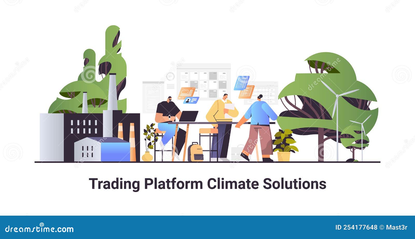 Businesspeople Working On Trading Pltform Climate Solutions Carbon