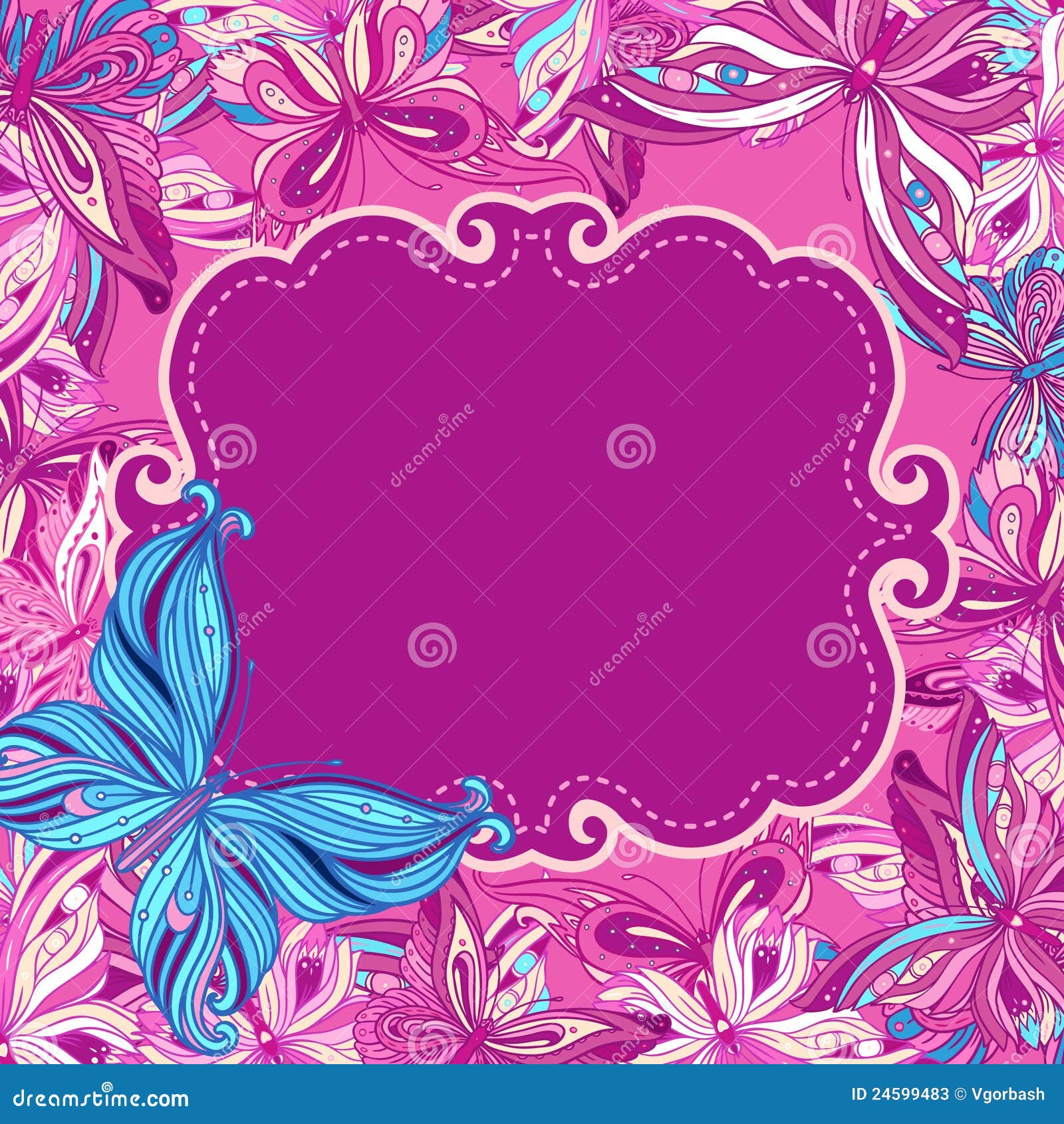 Pink And Purple Background With Butterflies