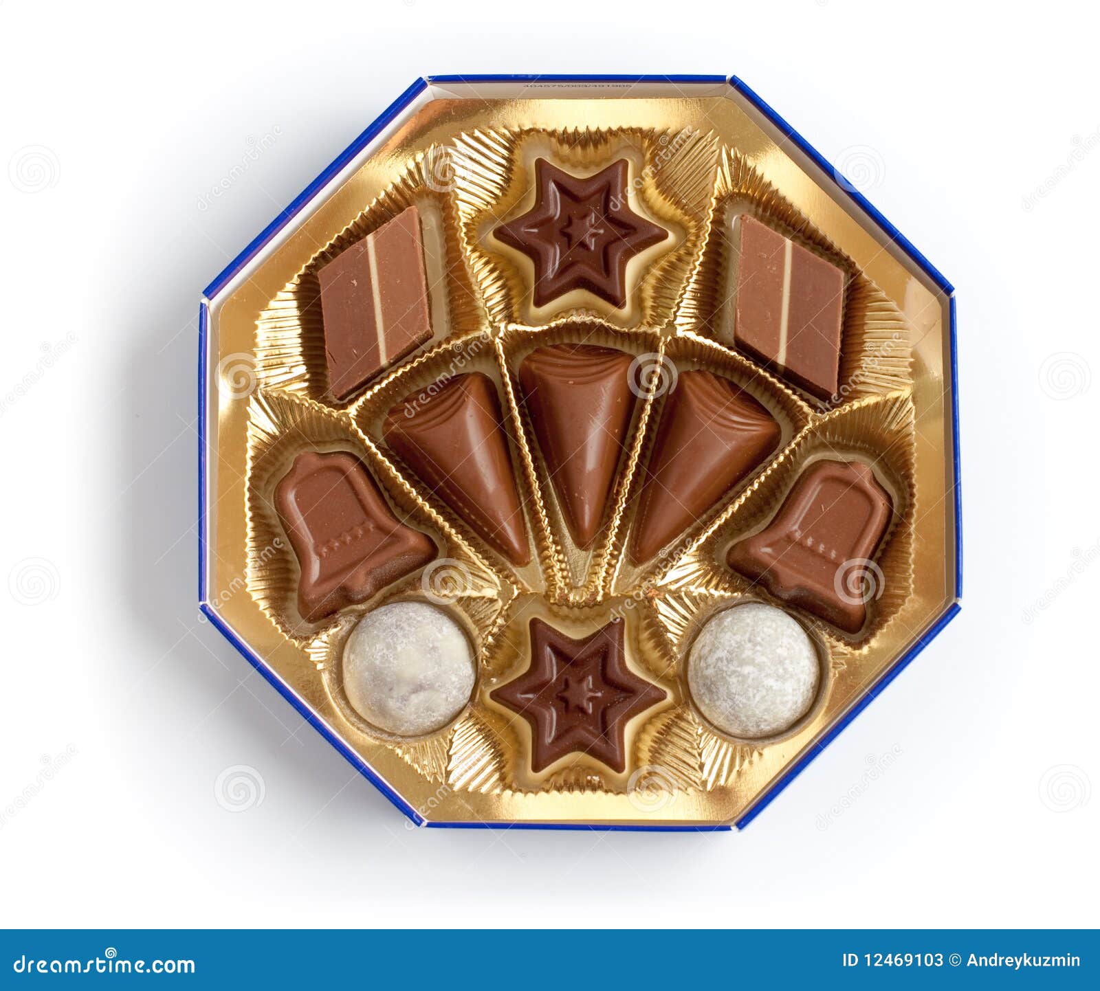 Caixa dos sweeties do chocolate das formas diferentes isoladas no
