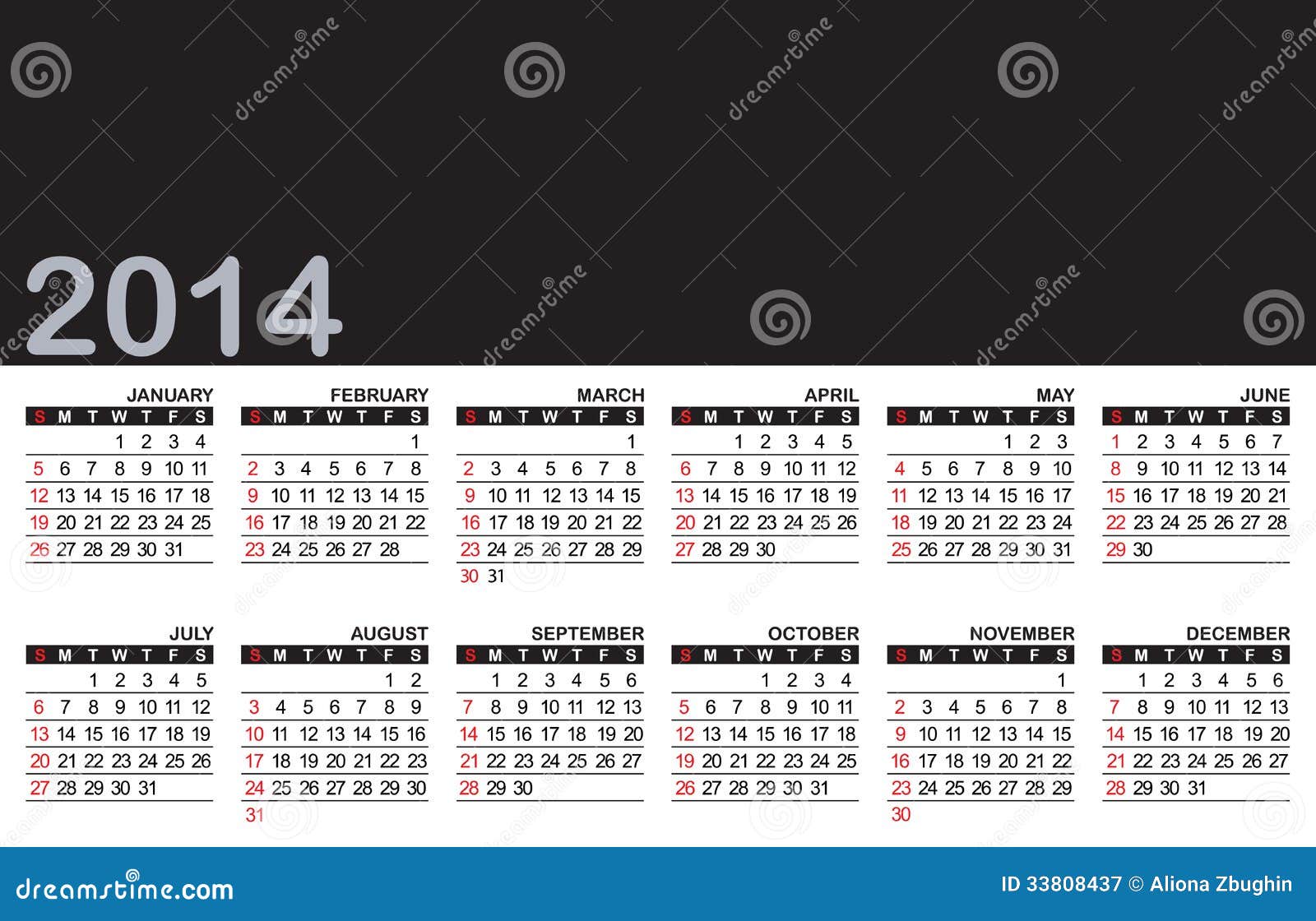 Calendar 2014 Royalty Free Stock Photography - Image: 33808437