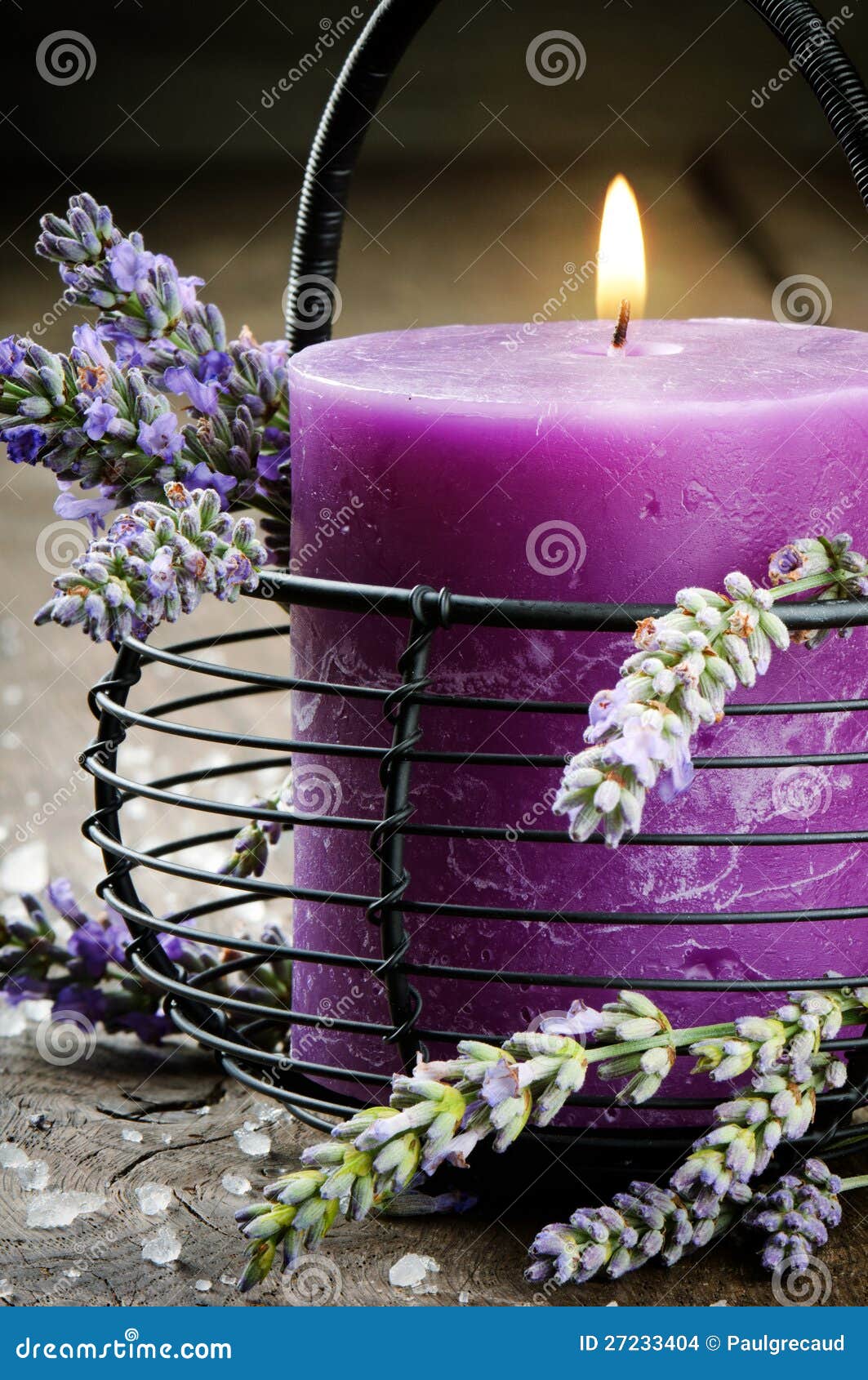 Candle With Lavender Flowers Stock Images - Image: 27233404