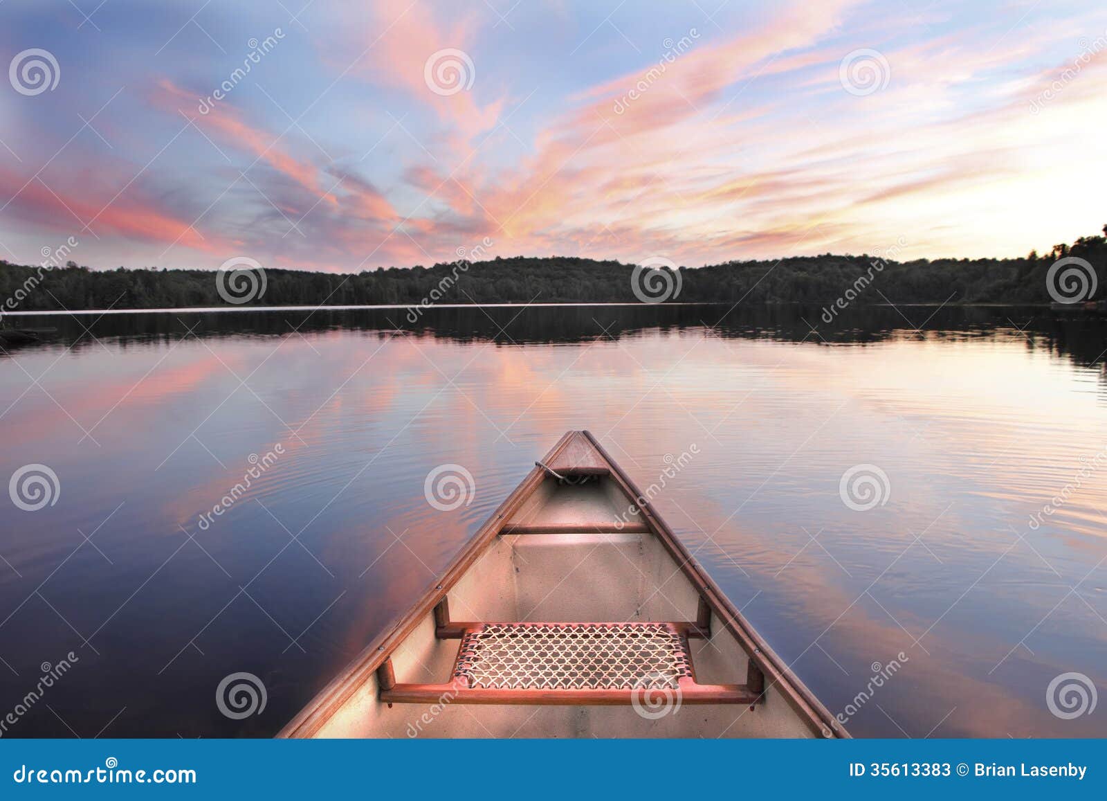 Canoe Bow on a Lake at Sunset - Ontario, Canada.