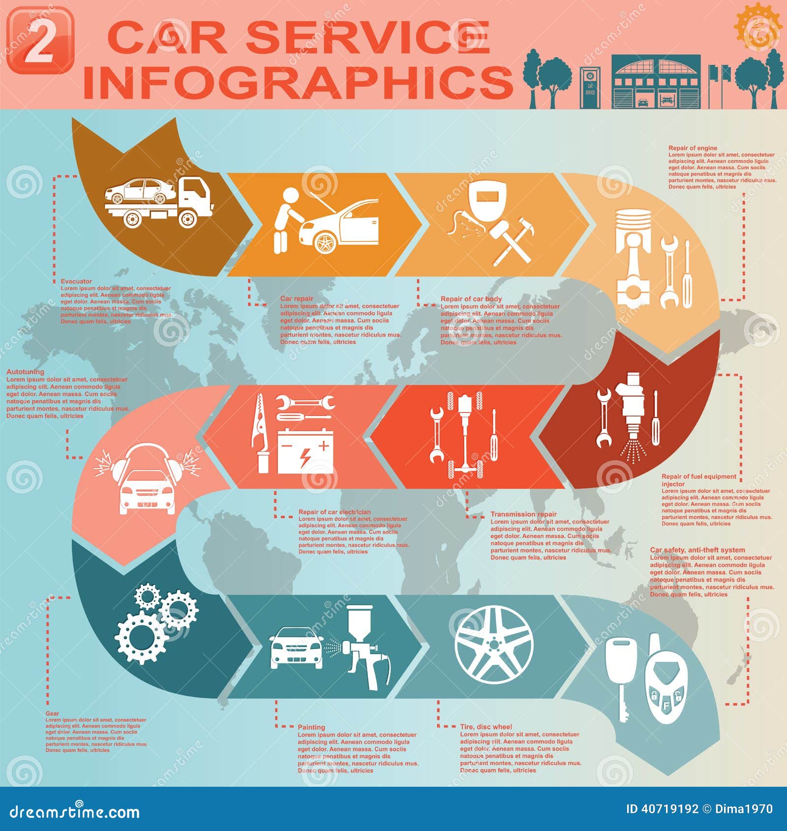 Car Service Repair Infographics Stock Vector