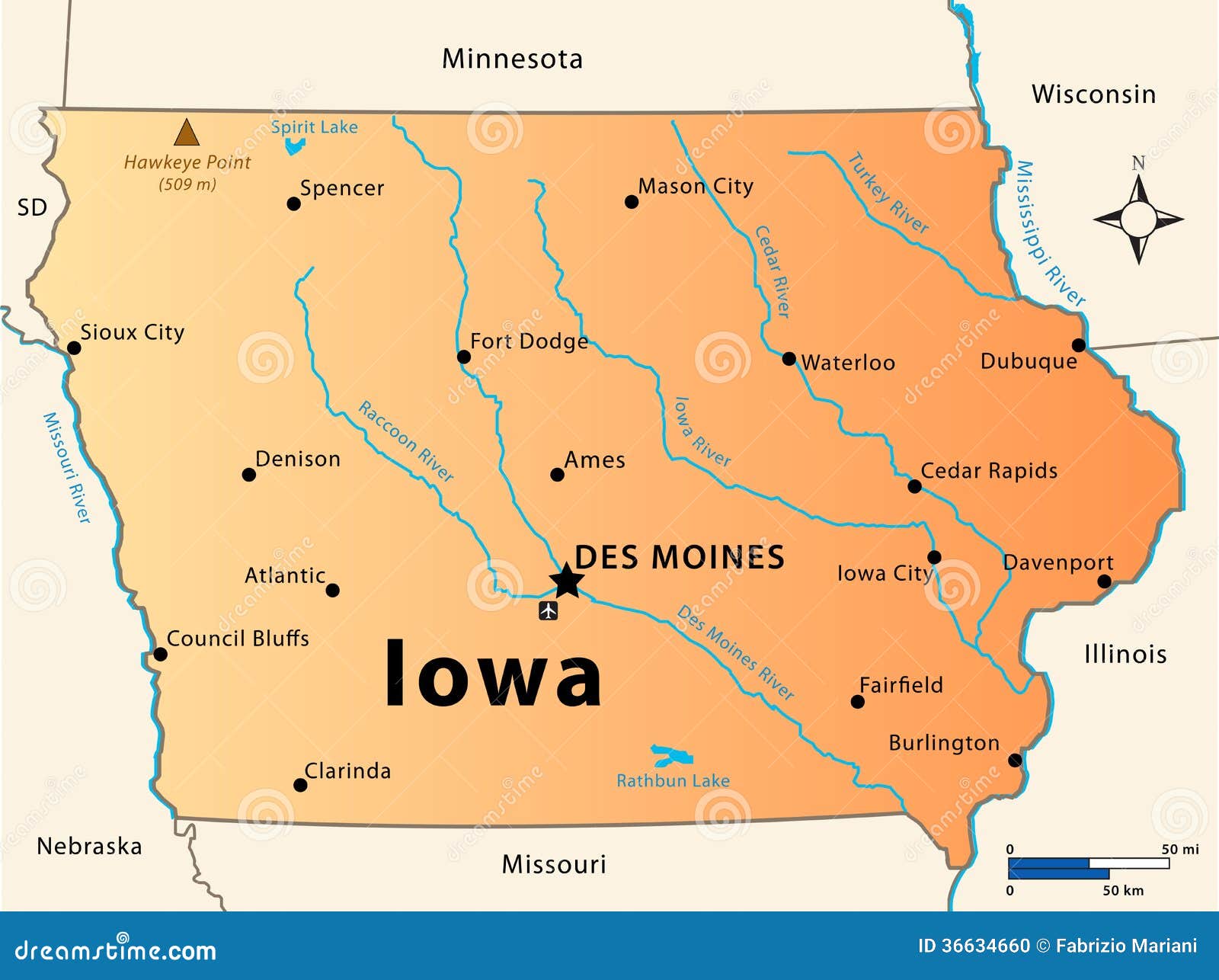 Carte De L'Iowa Photo stock - Image: 36634660