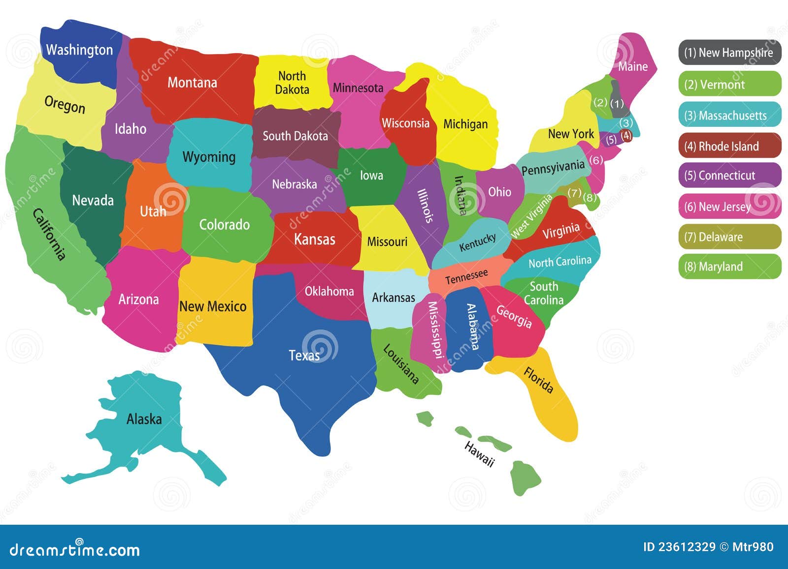 Carte Des Etats-Unis Avec Des états Images libres de droits - Image