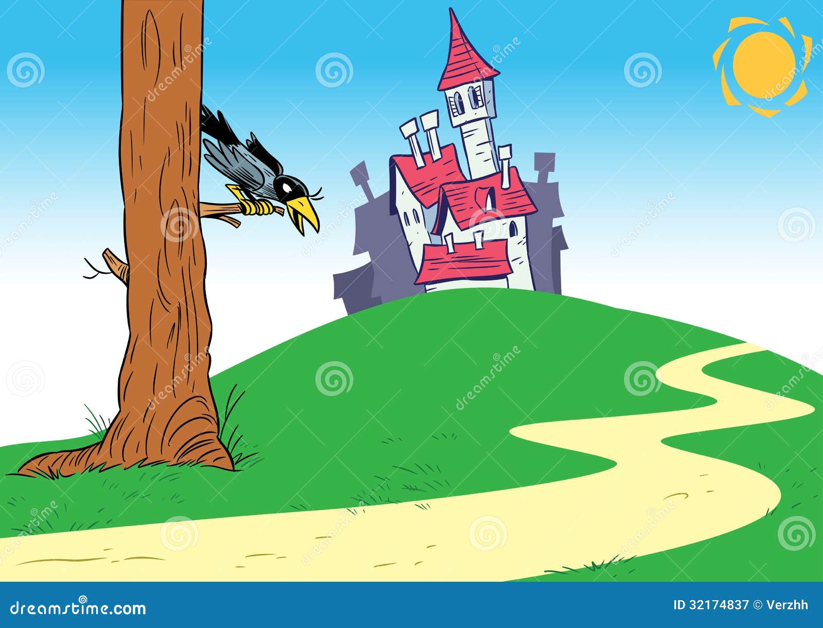 Cartoon Background With Castle Royalty Free Stock ...