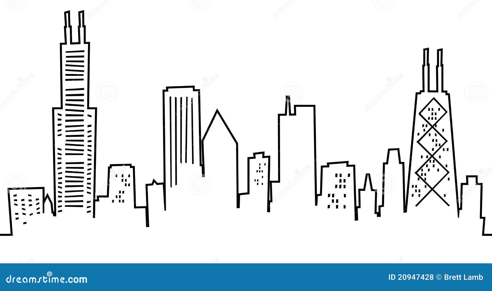 Cartoon Chicago Skyline Royalty Free Stock Photos - Image: 20947428