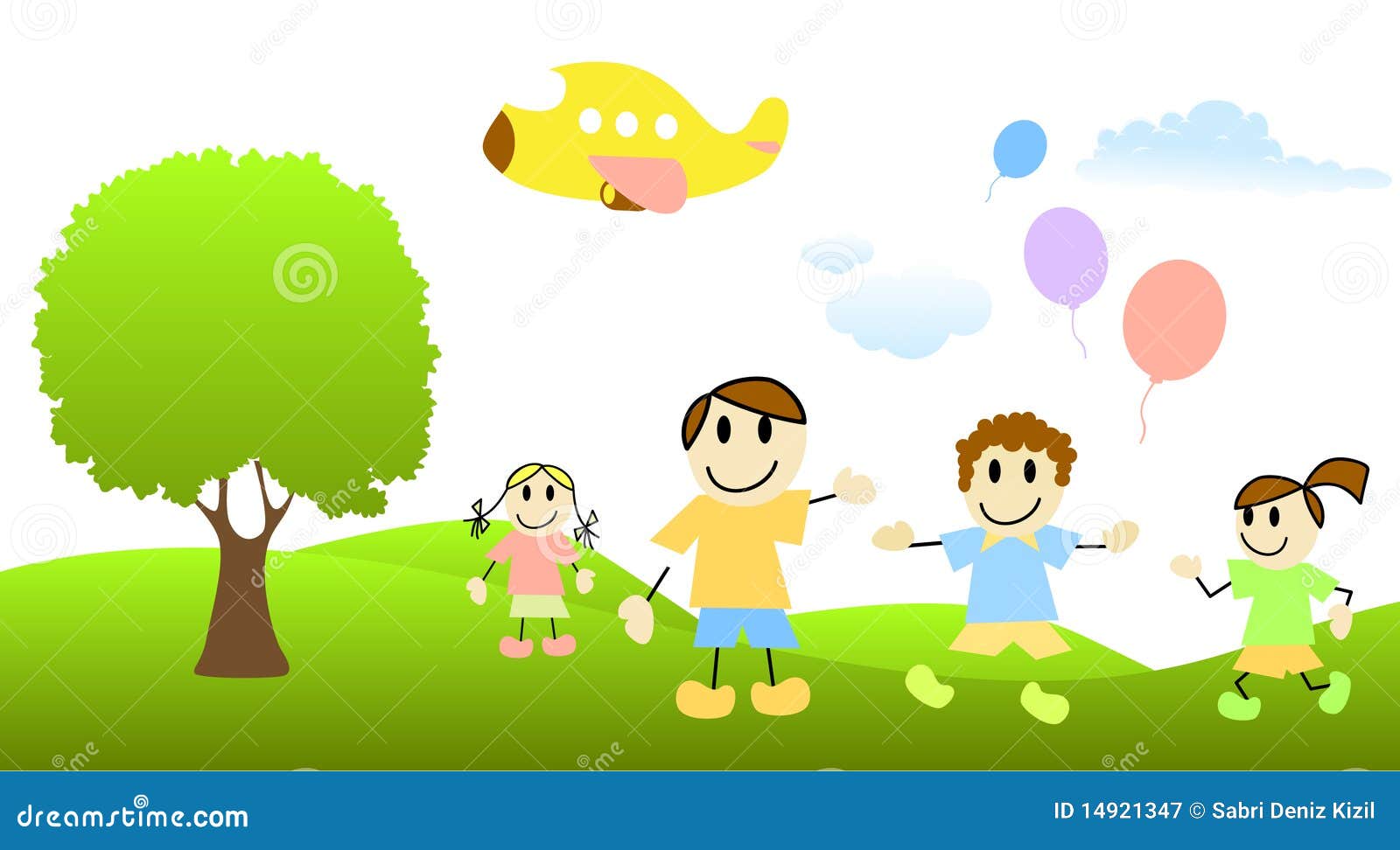 Royalty Free Stock Photography: Cartoon children with nature scene