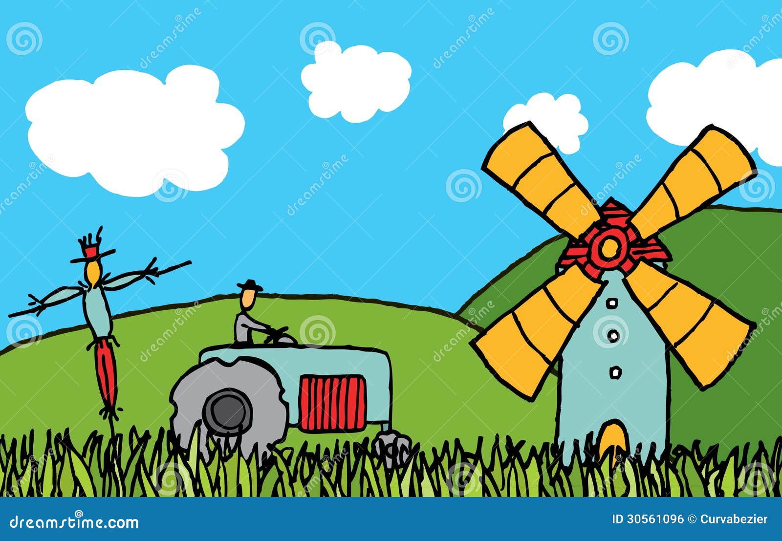 Cartoon Country Field Royalty Free Stock Image - Image: 30561096