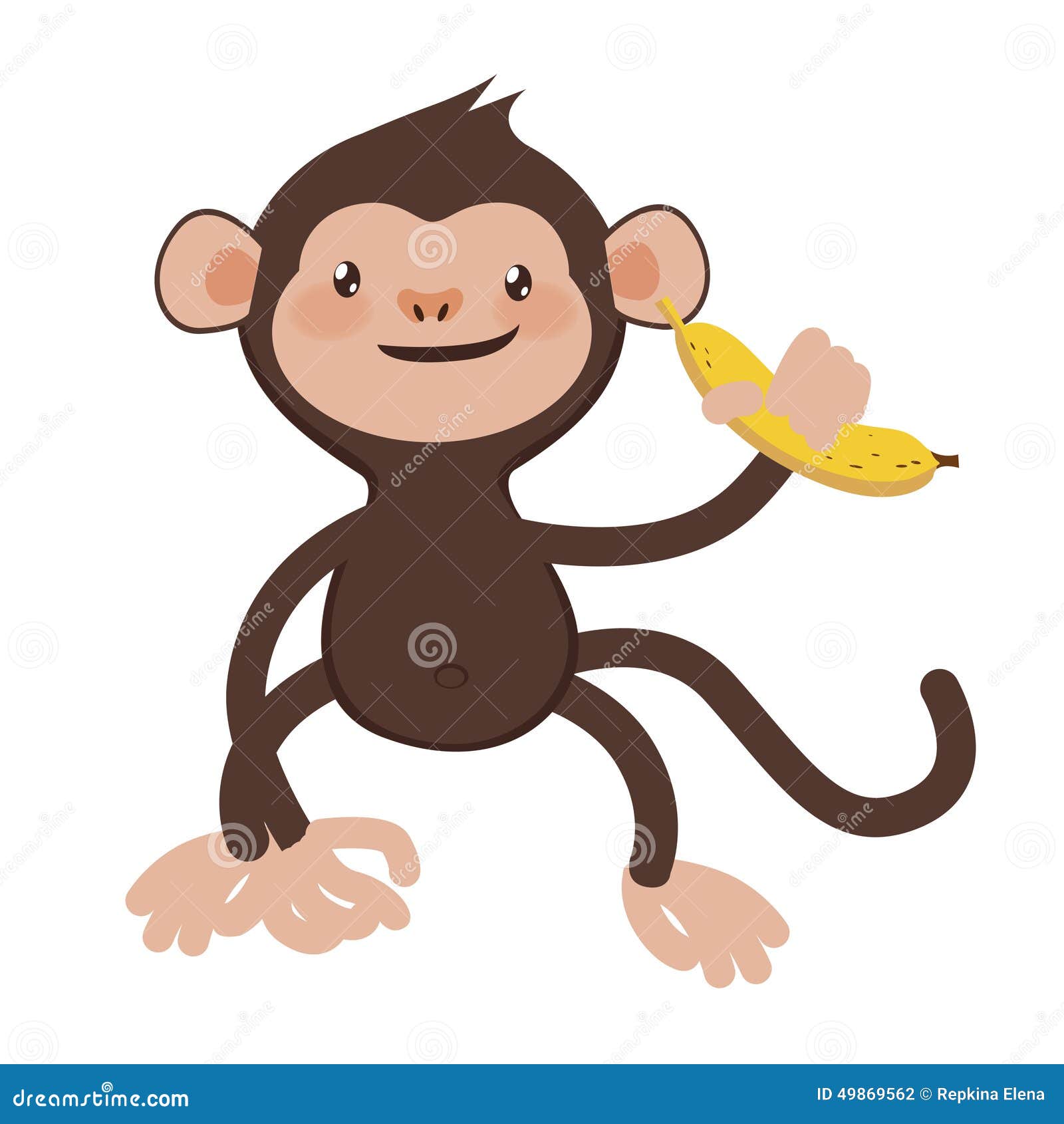 Cartoon Cute Monkey With Banana Stock Vector - Image: 49869562
