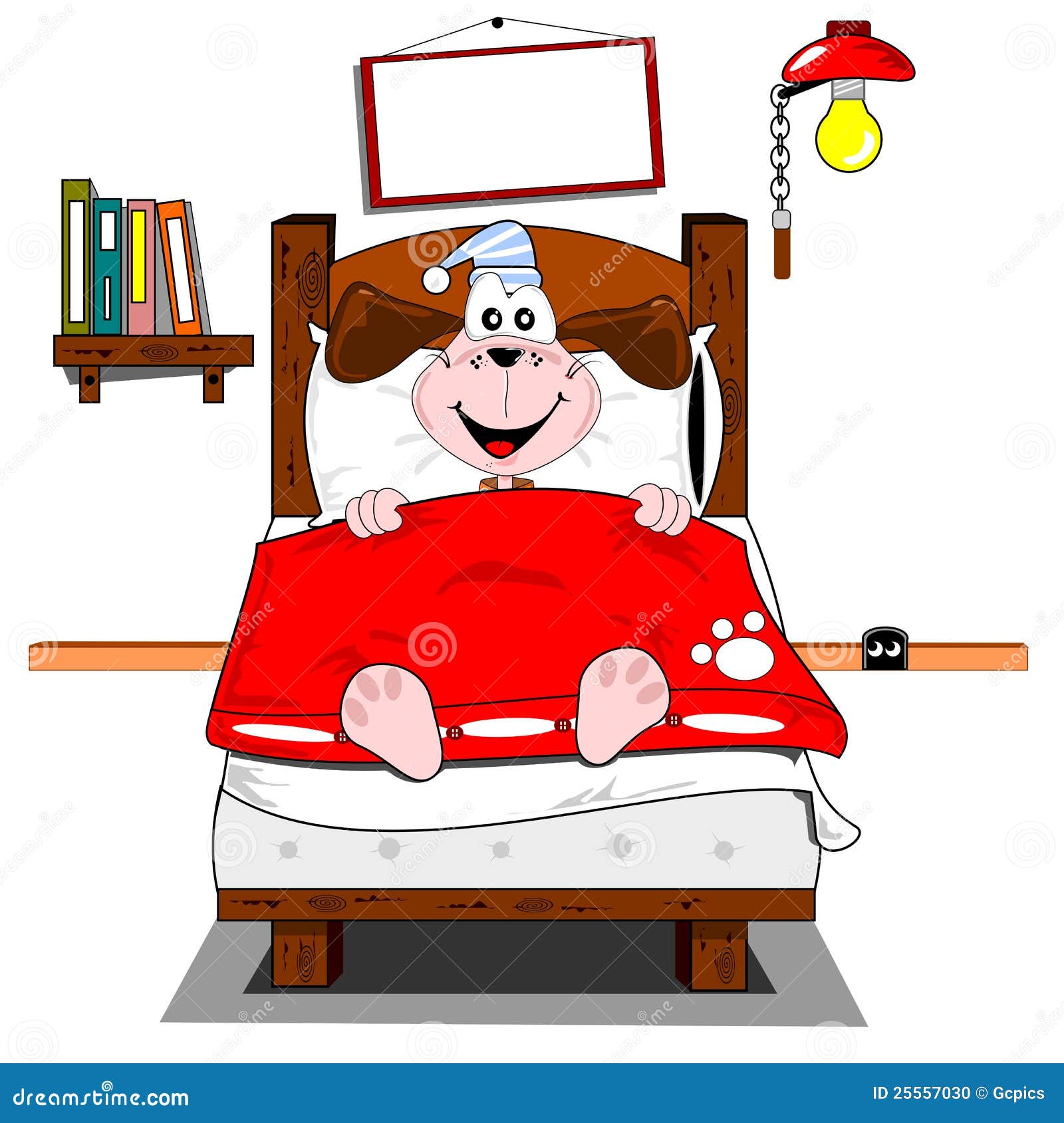 Cartoon Dog Lying In Bed Stock Photo - Image: 25557030