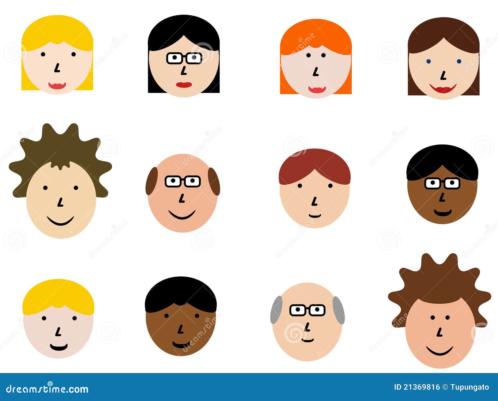 Face icon set - group of face emotions and diverse people group ...