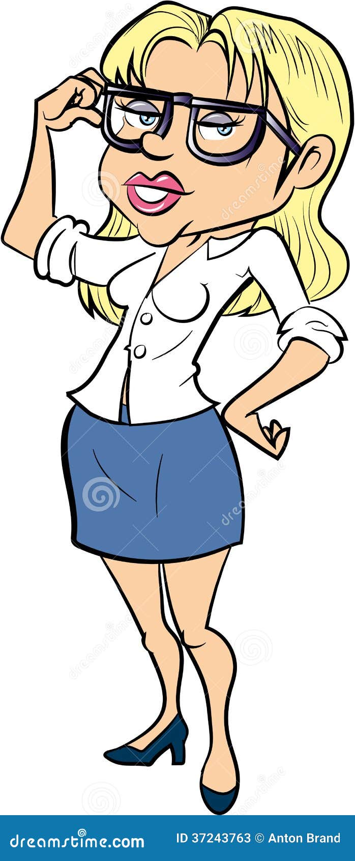 Cartoon Female Office Worker With Glasses Stock Photos - Image: 37243763