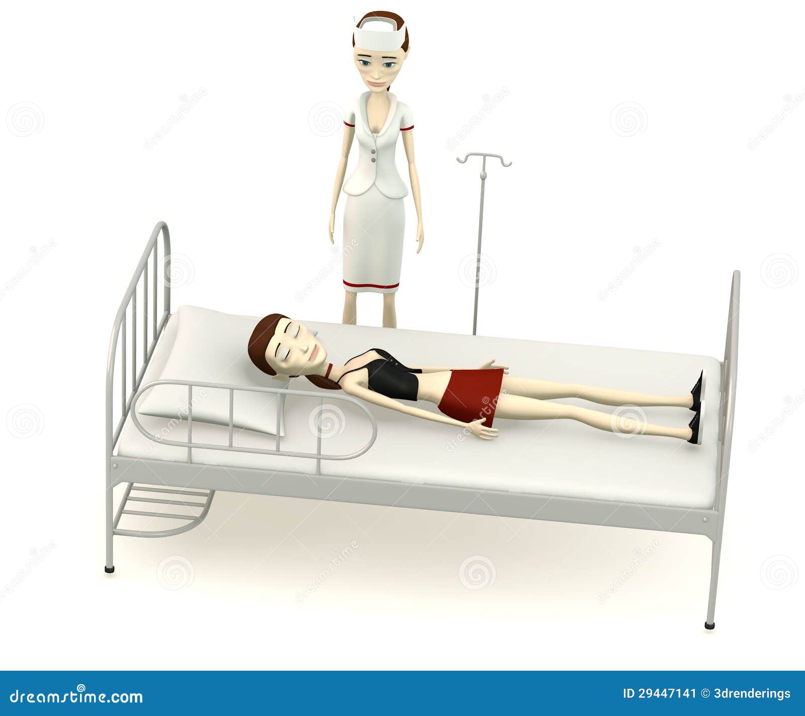 Cartoon Girl On Hospital Bed With Nurse Stock Image - Image: 29447141