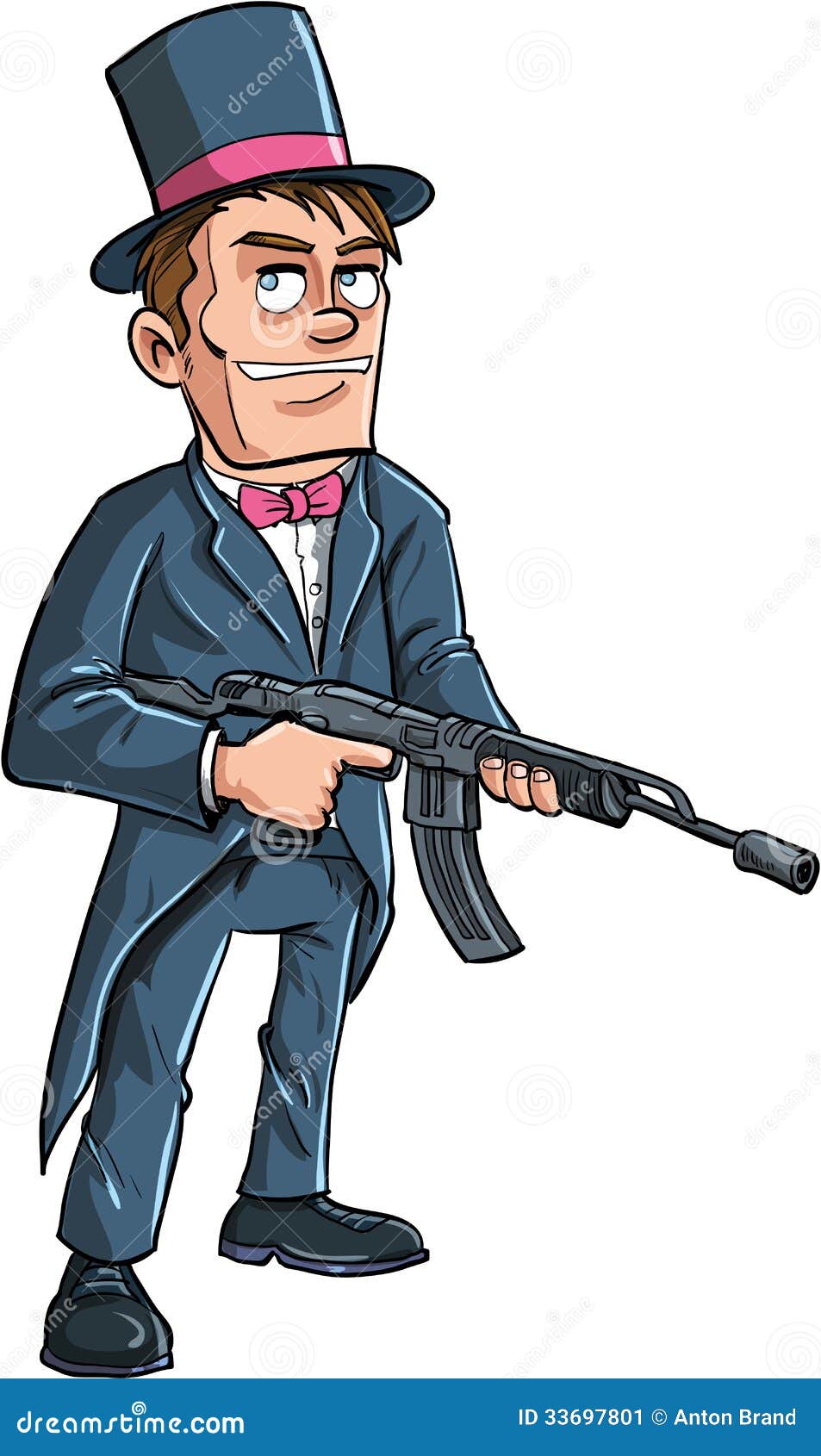 Cartoon Groom With A Machine Gun Stock Image - Image: 33697801