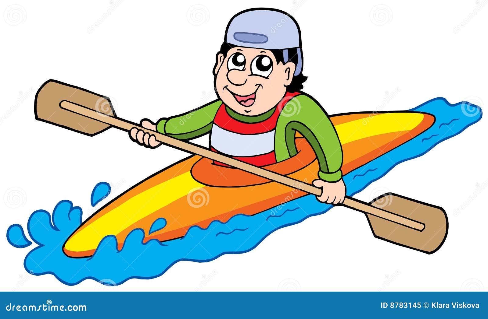 Cartoon kayaker on white background - vector illustration.