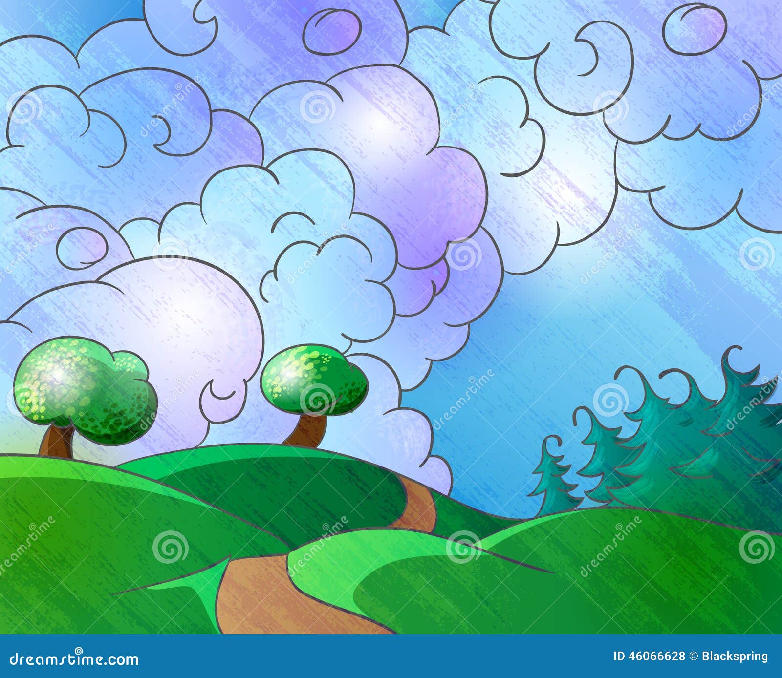 Cartoon Landscape Stock Vector - Image: 46066628