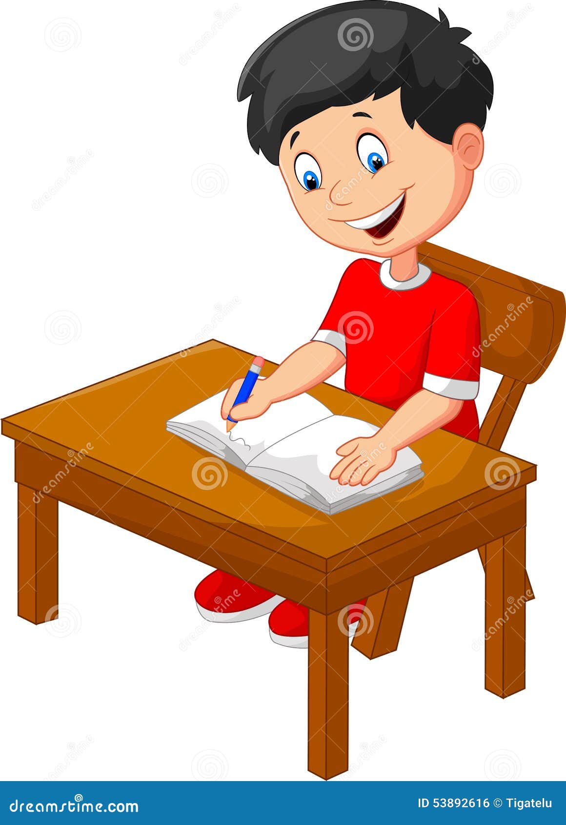 Cartoon Little Boy Writing Stock Vector - Image: 53892616