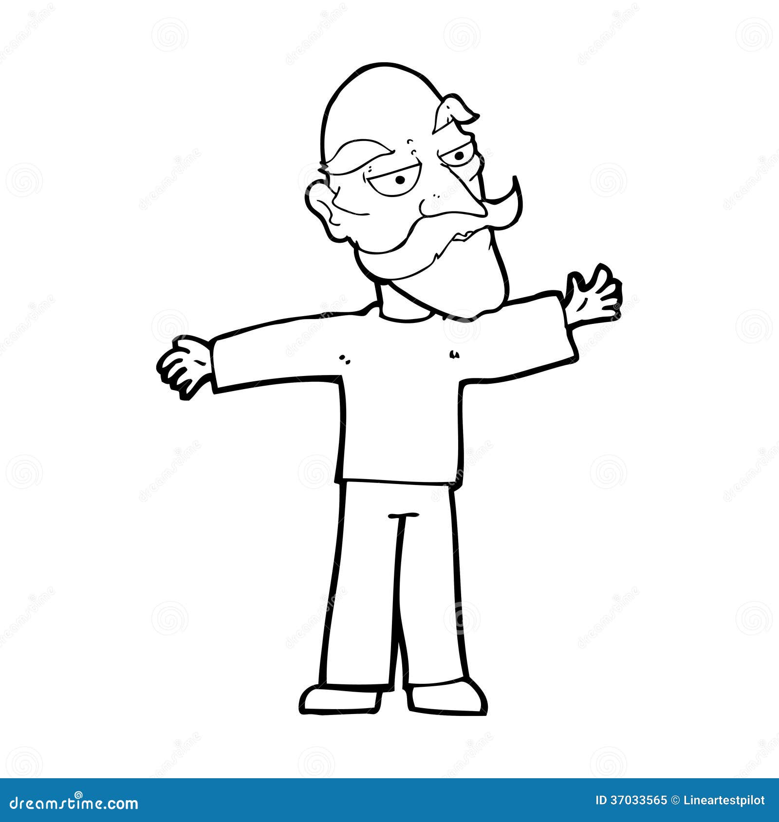 Cartoon Old Man Spreading Arms Wide Royalty Free Stock Photo - Image