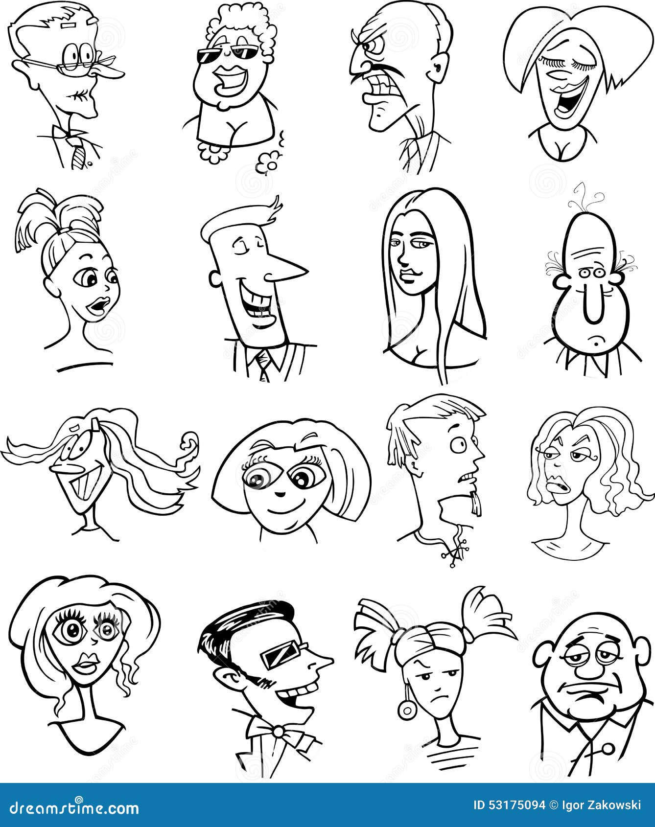 Cartoon People Characters Faces Stock Vector - Image: 53175094