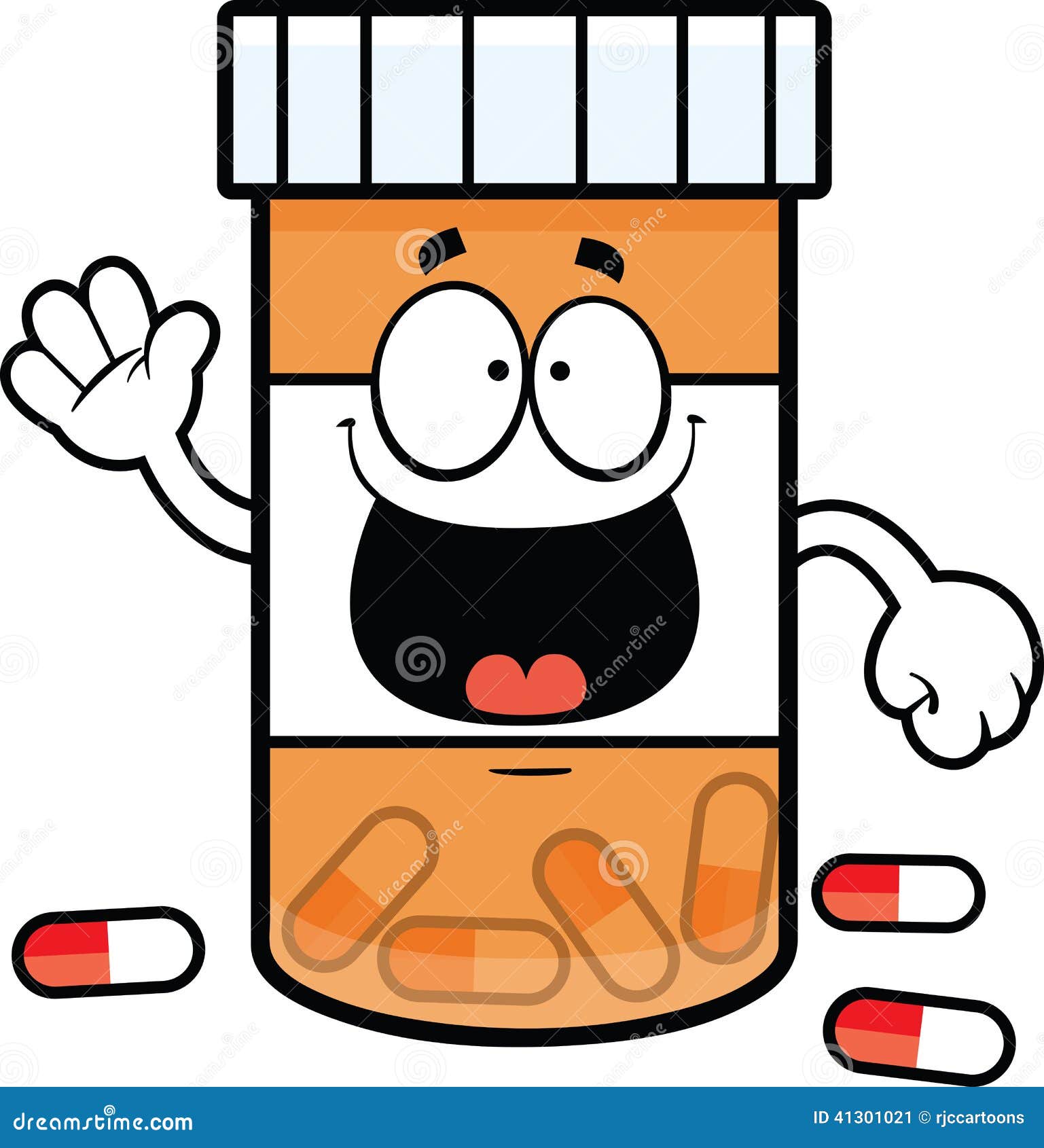 Cartoon Pill Bottle Smiling Stock Vector - Image: 41301021