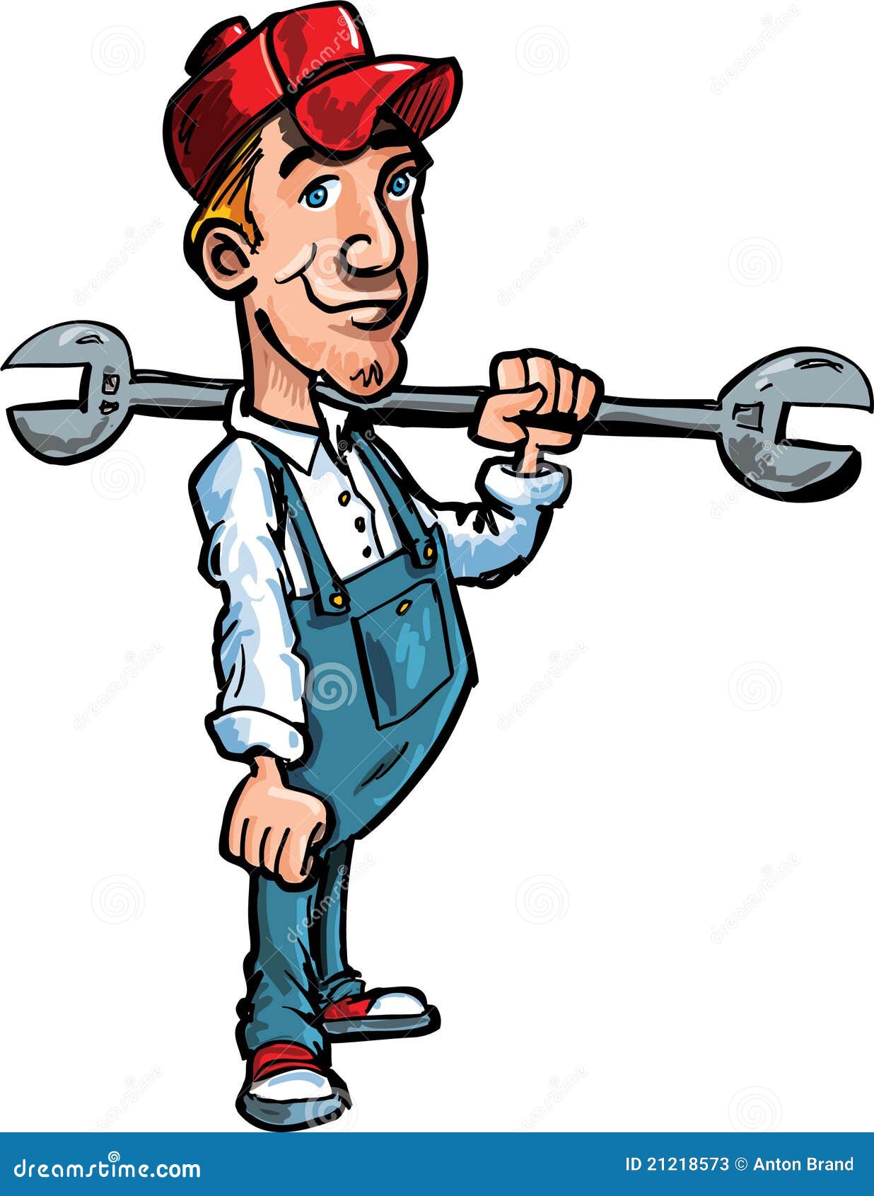 Cartoon Plumber Holding A Tool Stock Photos - Image: 21218573