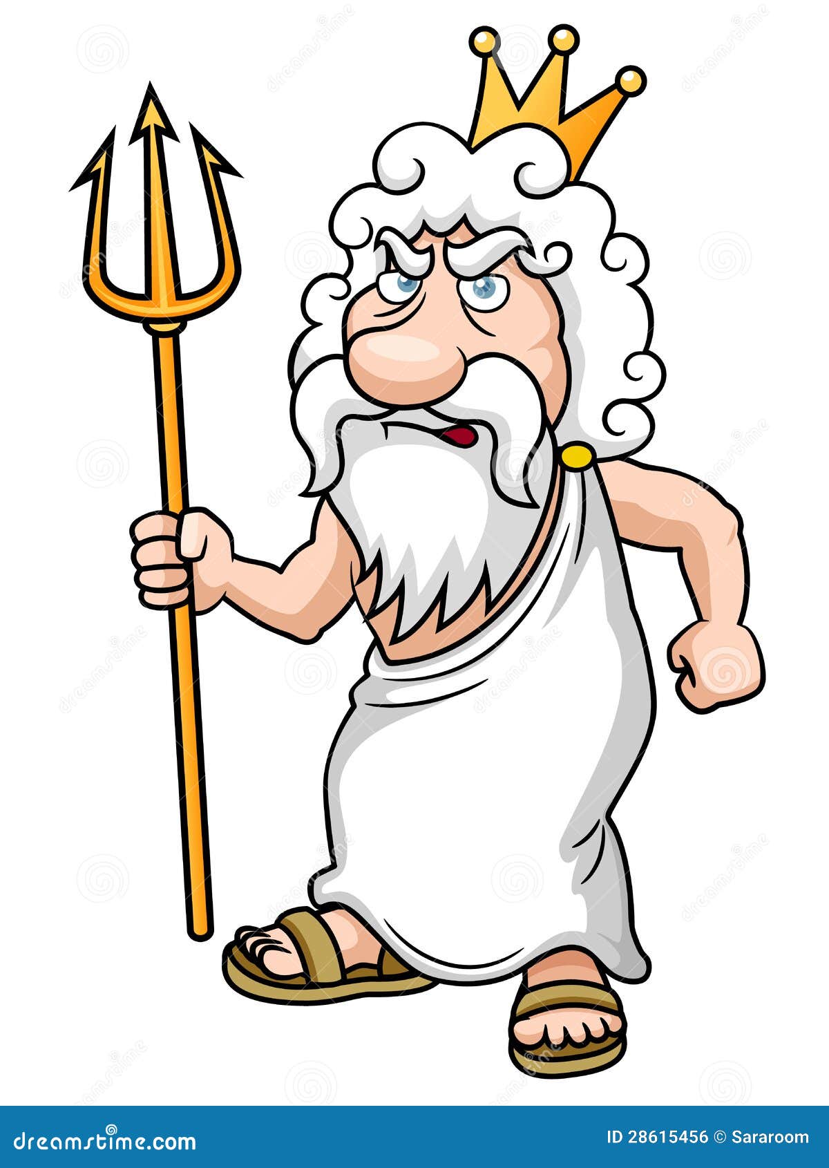 Cartoon Poseidon With Trident Royalty Free Stock Image - Image: 28615456