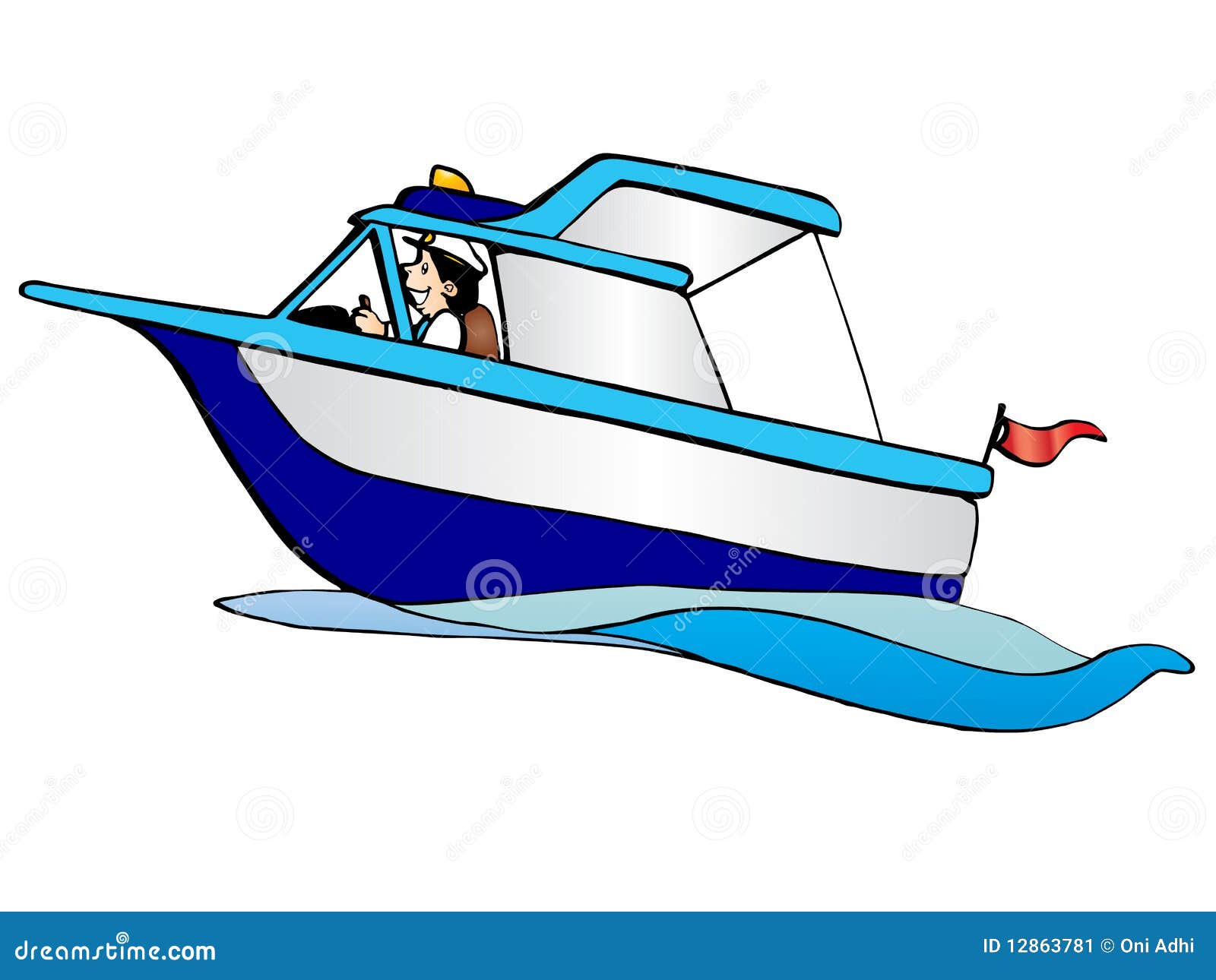 Vector illustration of cartoon sea boat for hire.