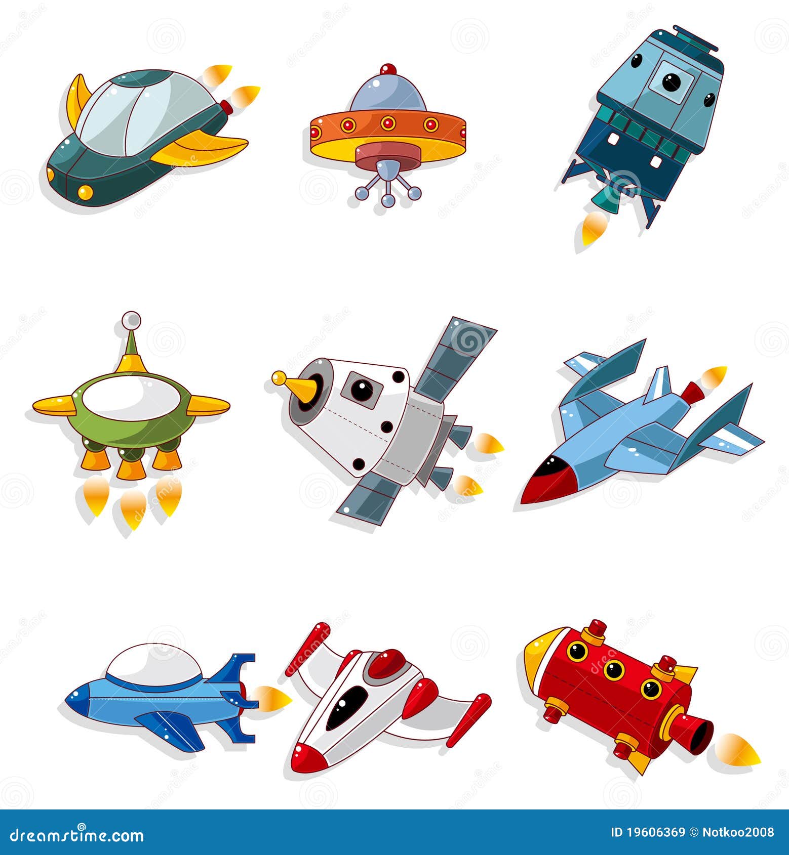 Cartoon Spaceship Icon Set Royalty Free Stock Images - Image: 19606369