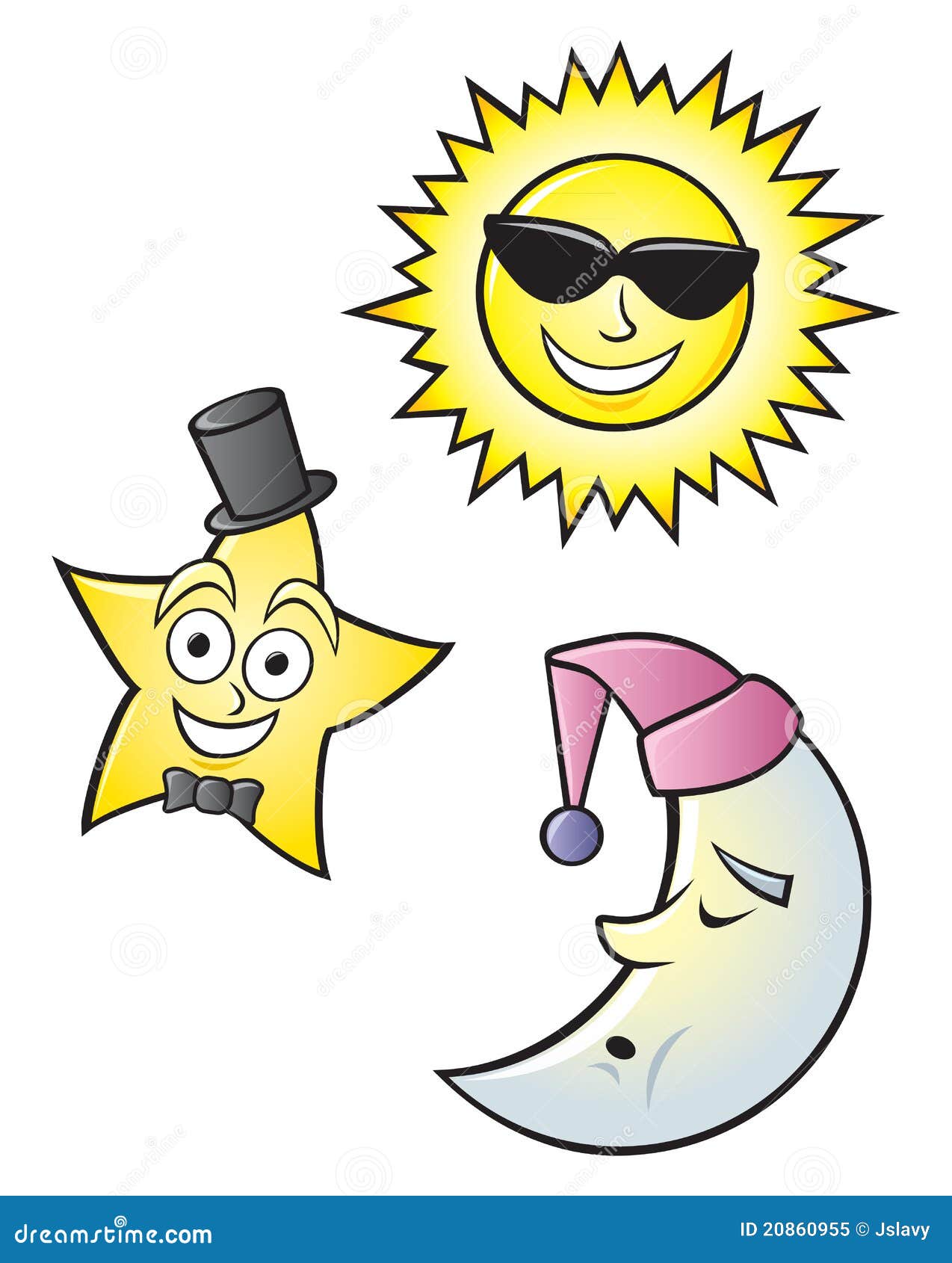Cartoon Sun Moon And Star Royalty Free Stock Photo - Image: 20860955