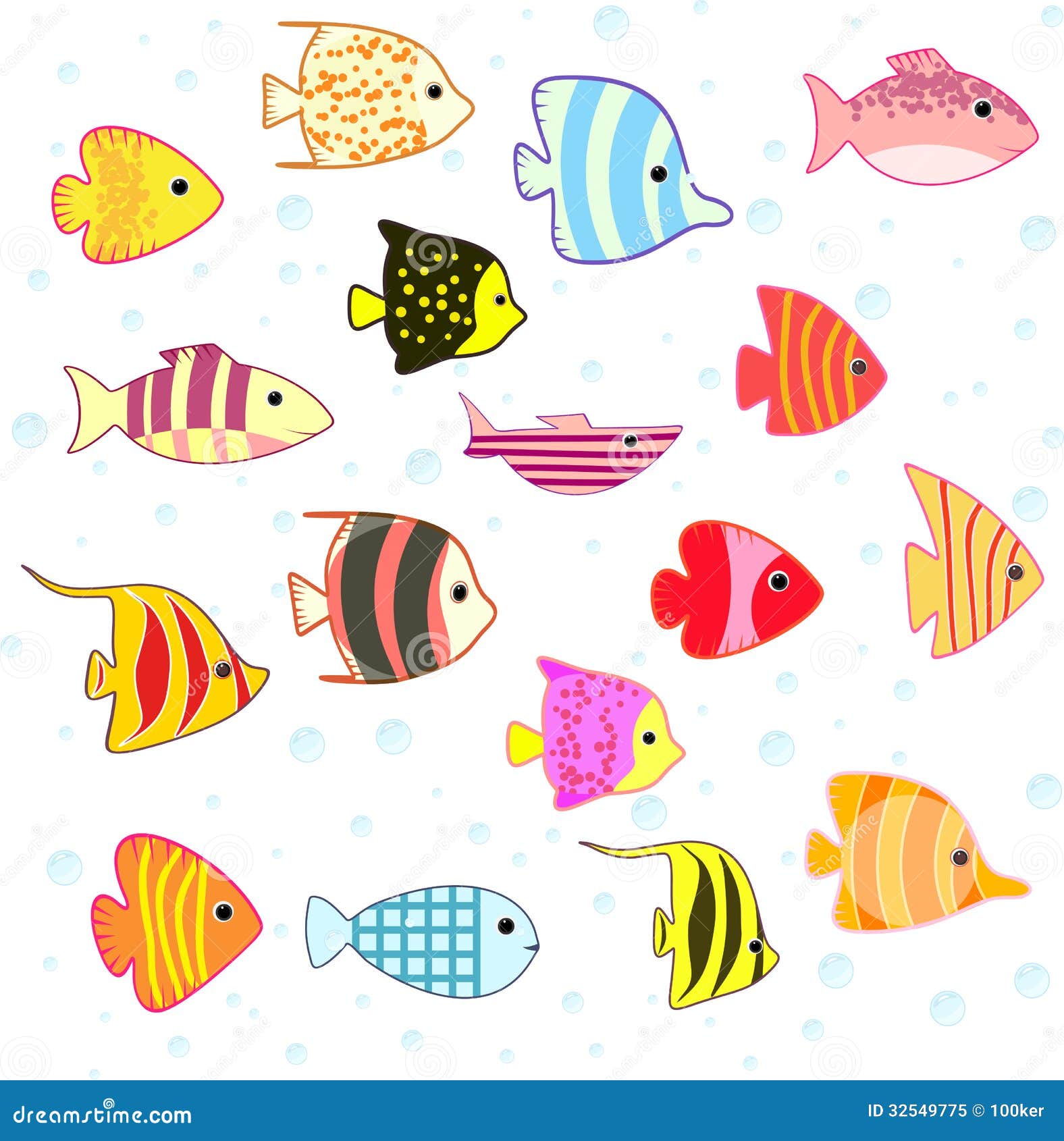 Cartoon Tropical Fish Set Royalty Free Stock Photo - Image: 32549775