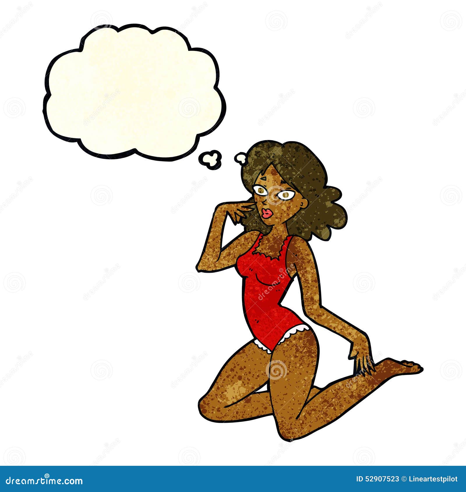 Cartoon Woman In Lingerie With Thought Bubble Stock Illustration