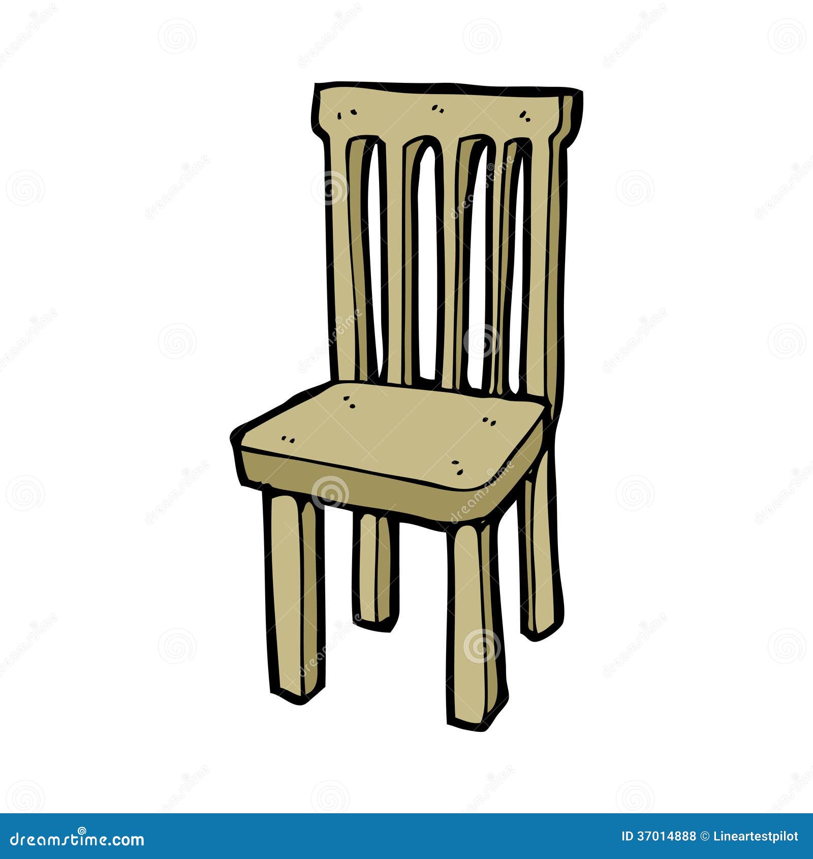 cartoon wooden chair hand drawn illustration retro style vector available 37014888
