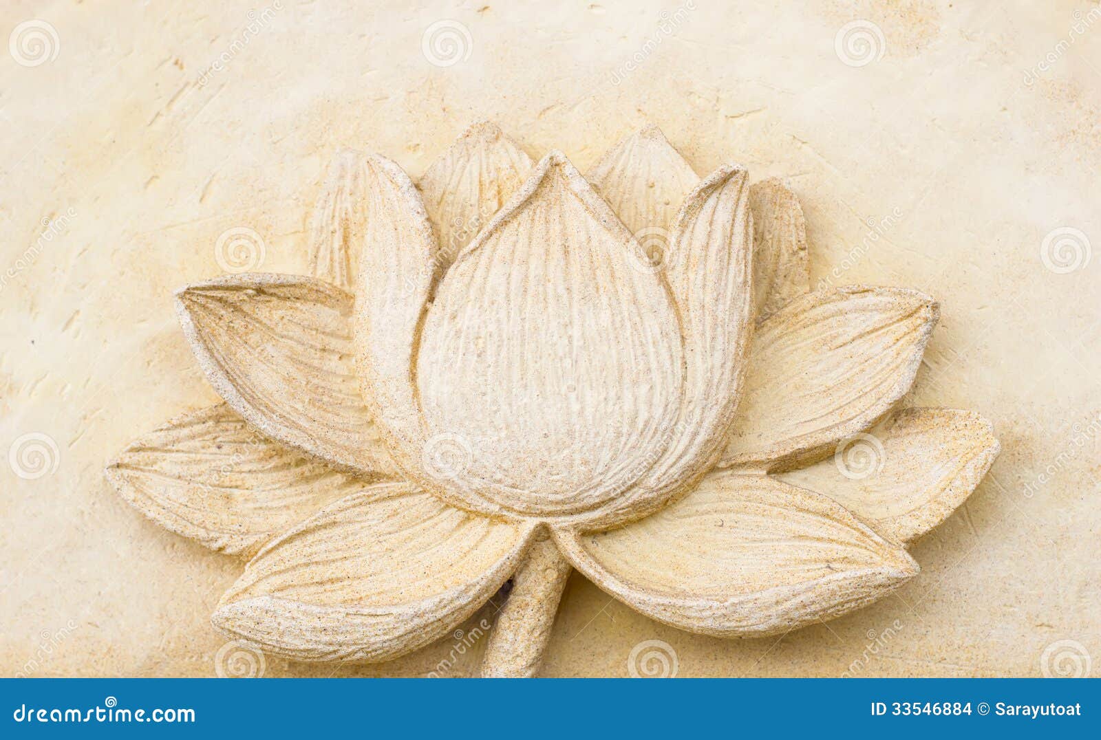 Carving Clay Of Lotus Flower On Wall Stock Images - Image: 33546884