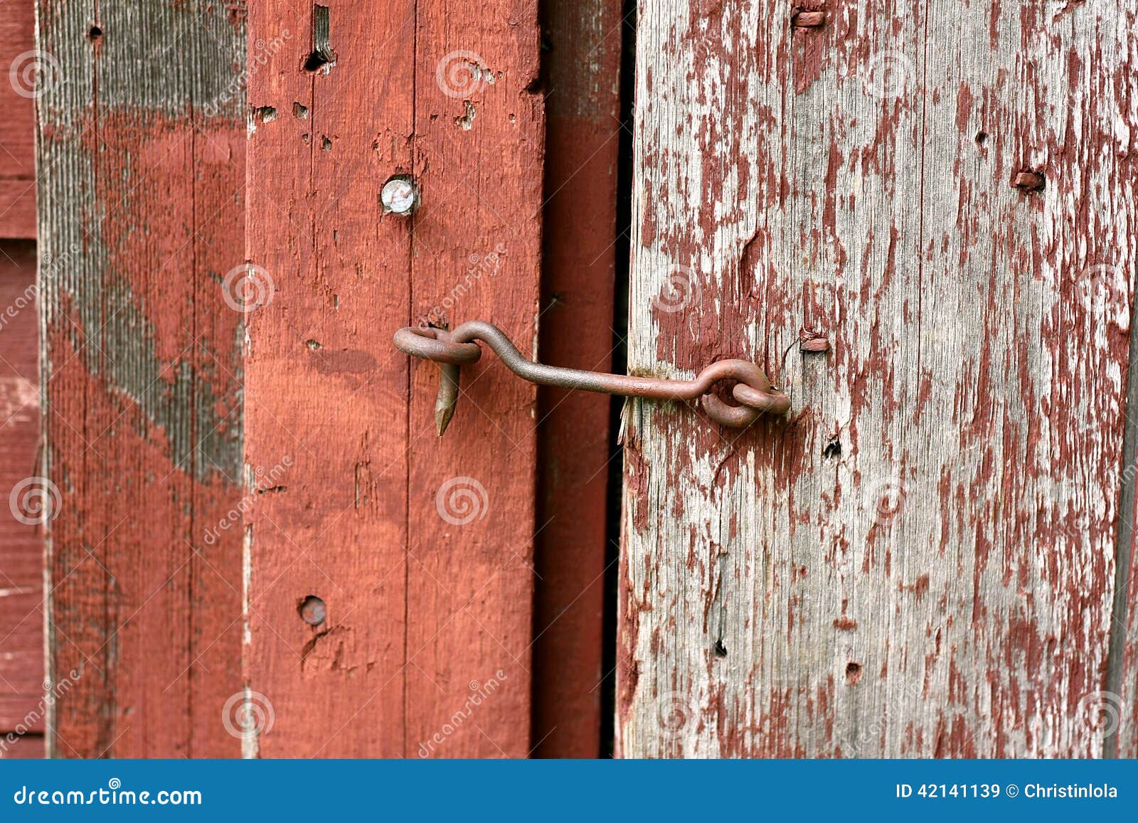  Iron Hook And Eye Lock On Old Barn Door Stock Photo - Image: 42141139