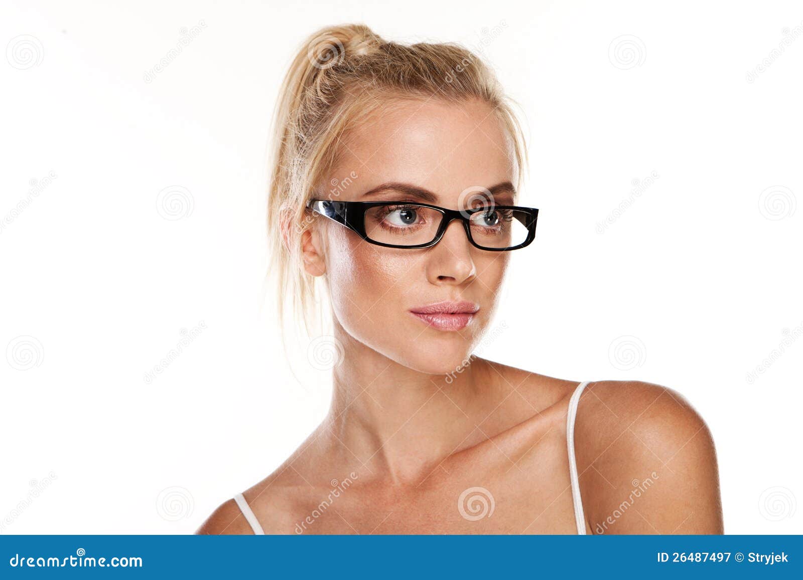Casual Blonde Woman In Glasses Royalty Free Stock