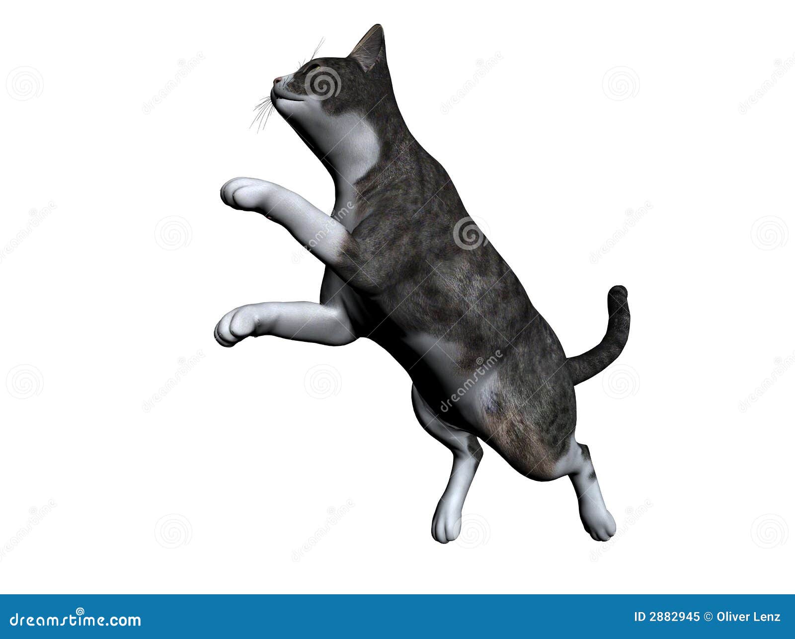 Three dimensional cat illustration. Isolated against a white 