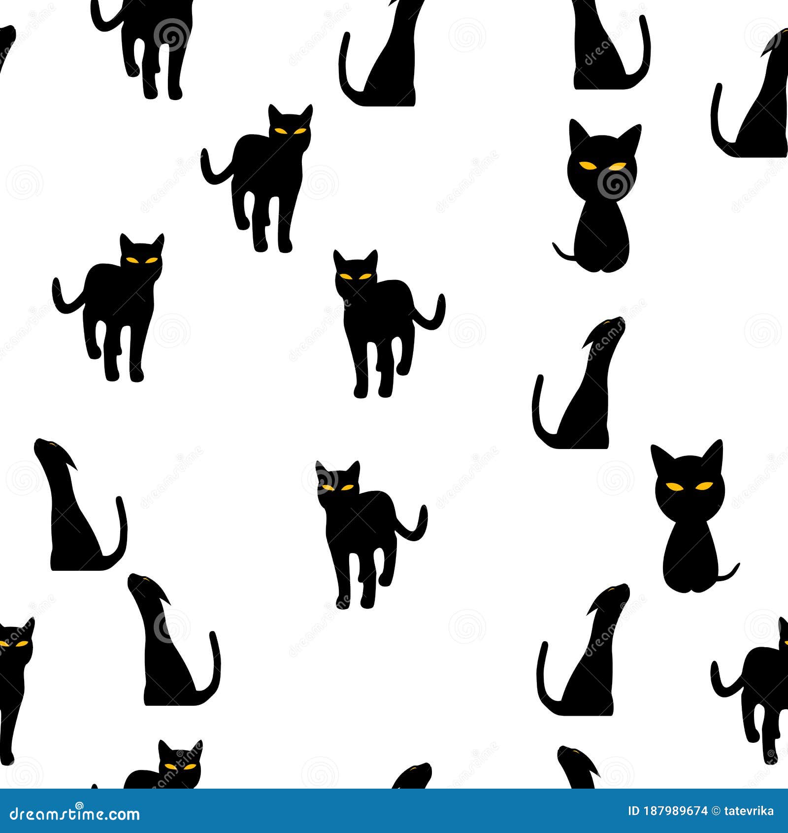 Cat Silhouette Seamless Pattern Background Vector Illustration Stock