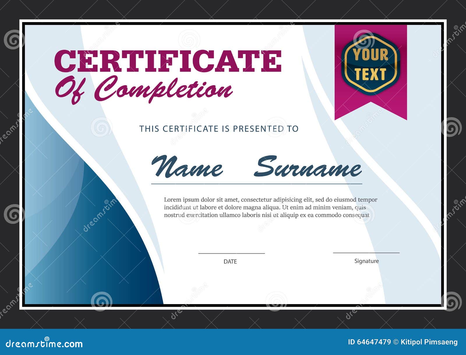 certificate template size