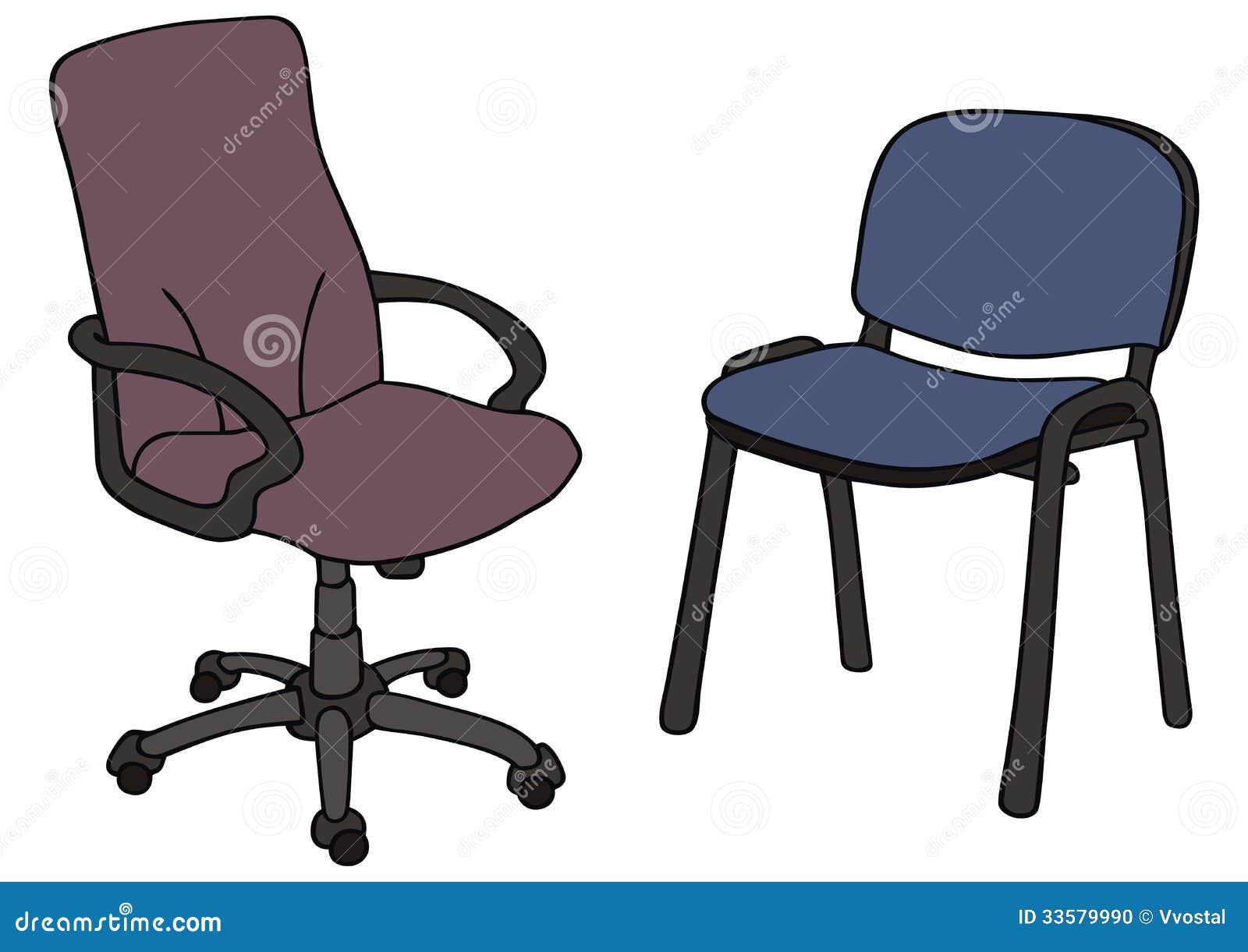 Drawing of two office chairs.