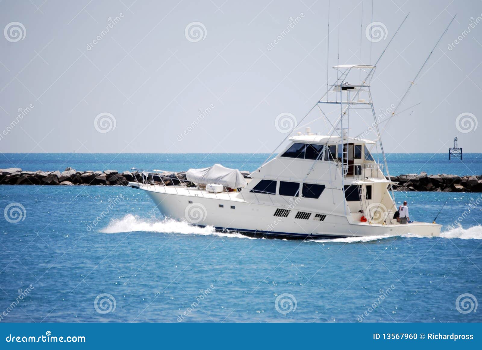 Charter Sport Fishing Boat Heading Out To Sea Stock Photo - Image 