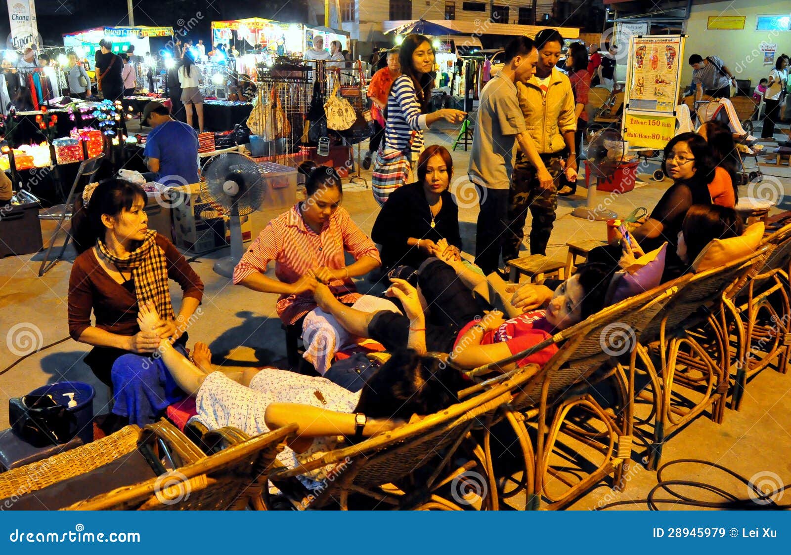 Chiang Mai Thailand People Getting Foot Massage