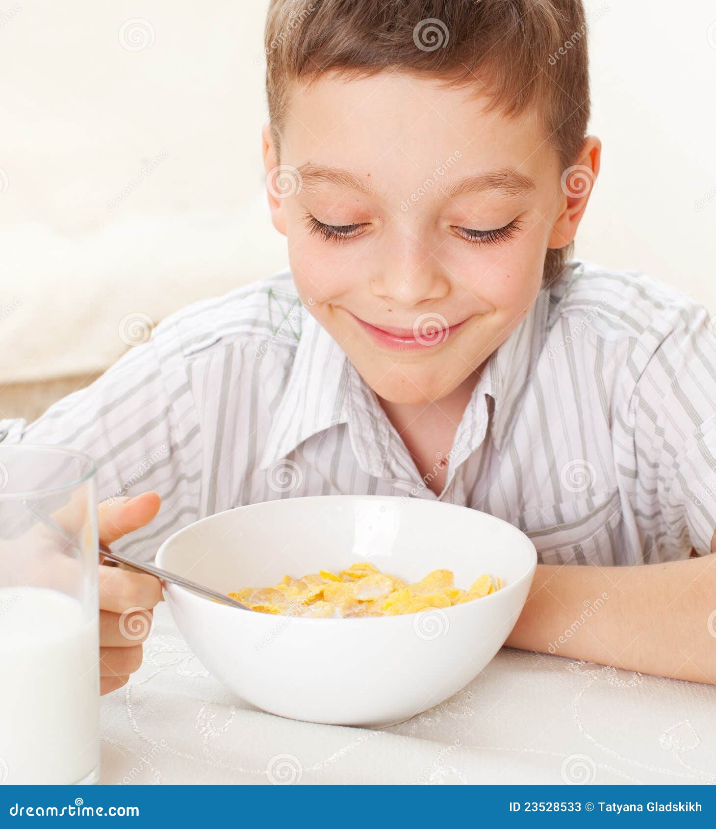 Child Eat Breakfast At Home Stock Photos - Image: 23528533