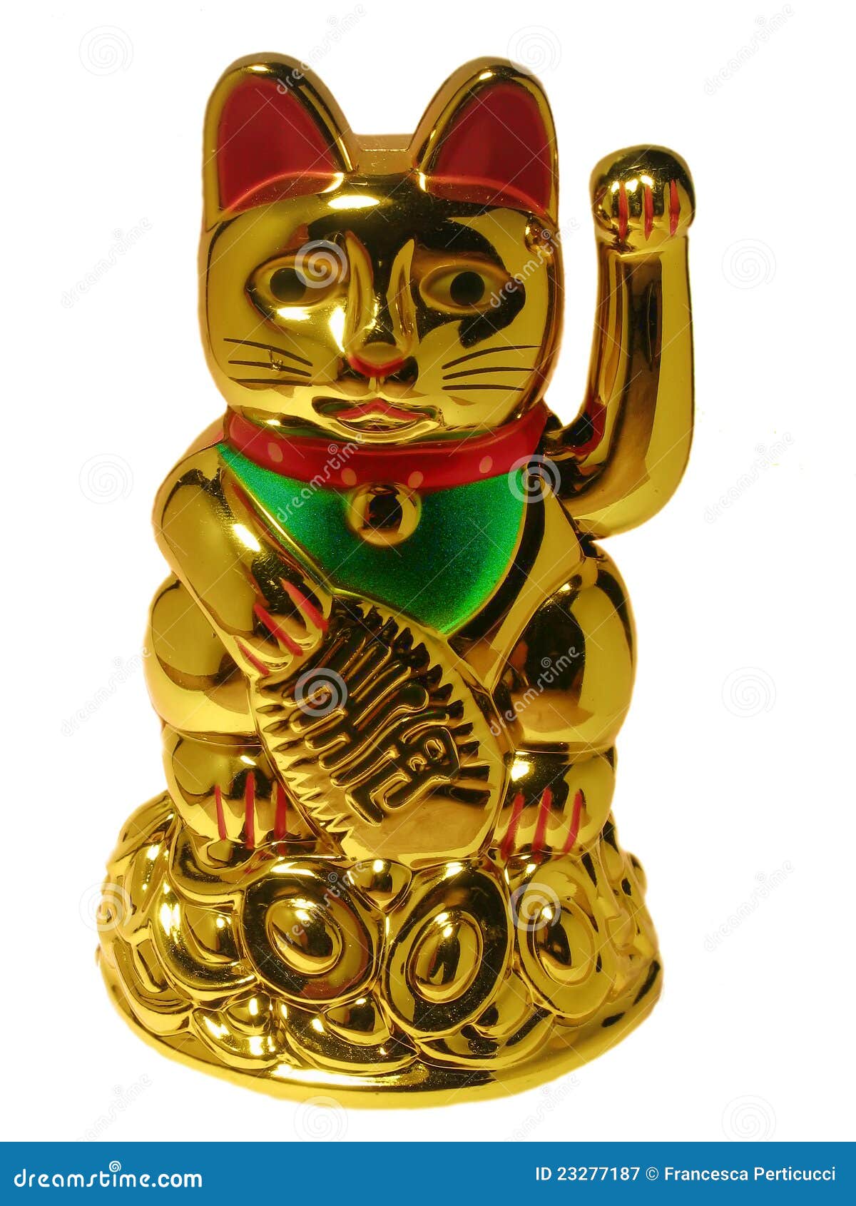 Chinese Lucky Cat On White Royalty Free Stock Photography - Image: 23277187