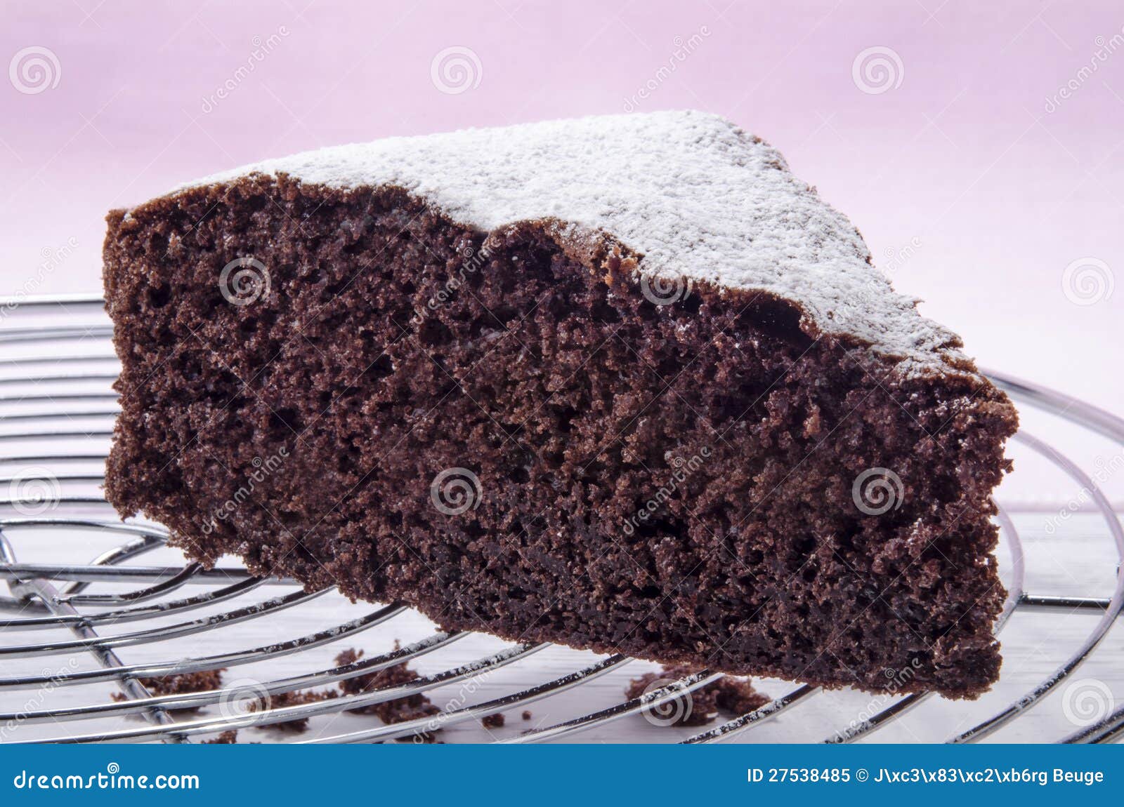 Chocolate Cake Sprinkled With Icing Sugar Royalty Free ...