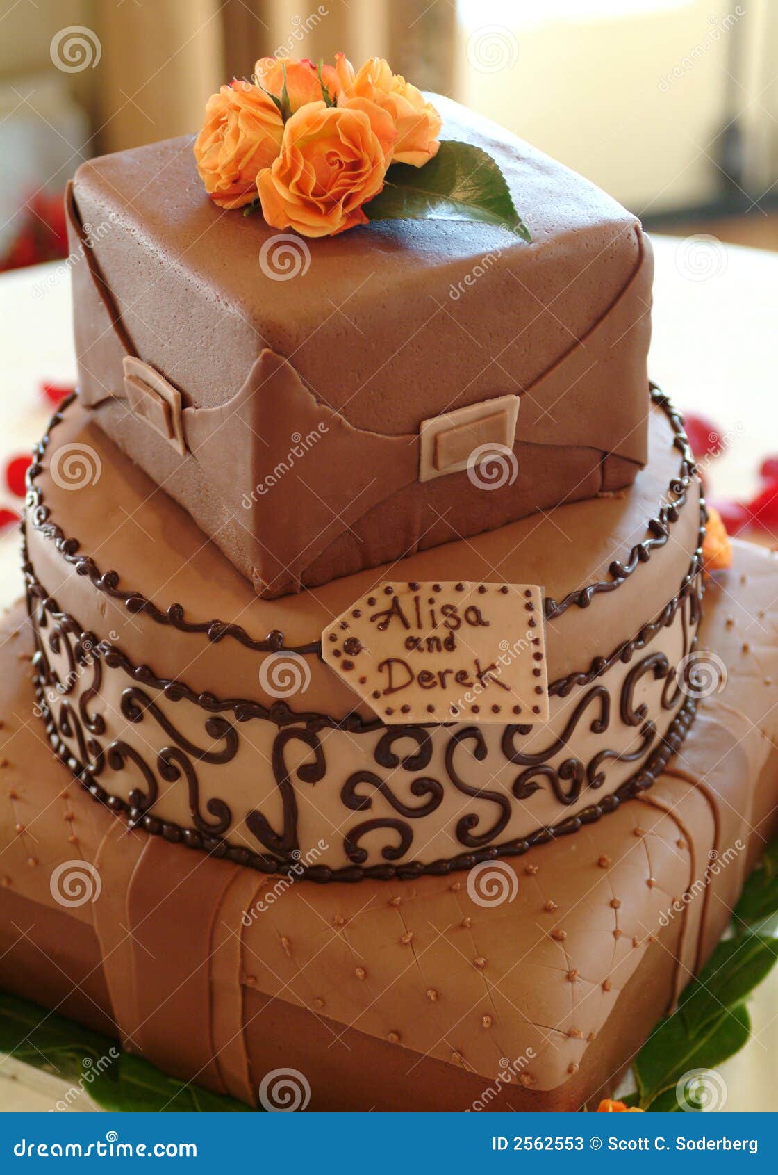 Three-Tier Chocolate Wedding Cake