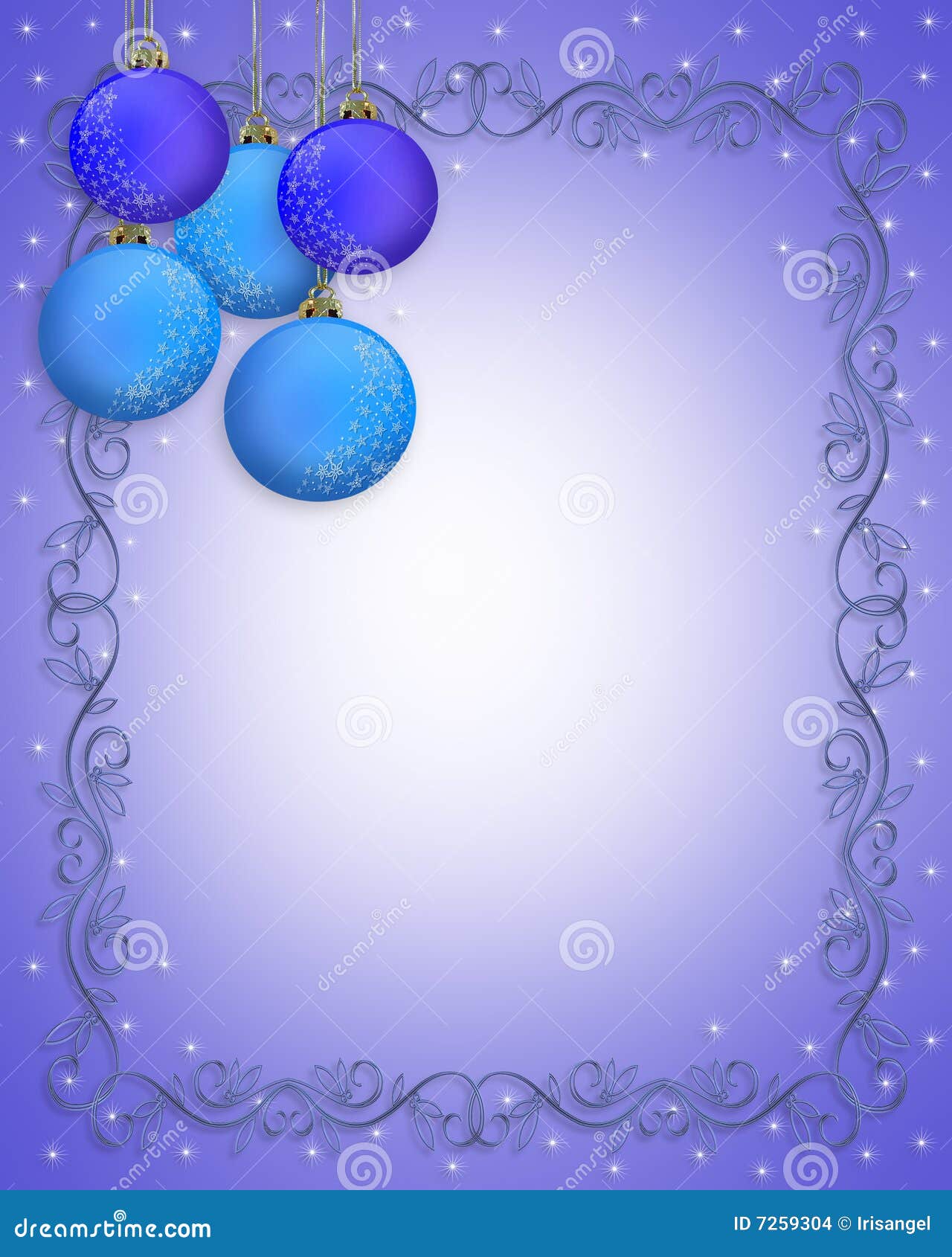 Christmas Border Blue Ornaments Stock Images Image 7259304