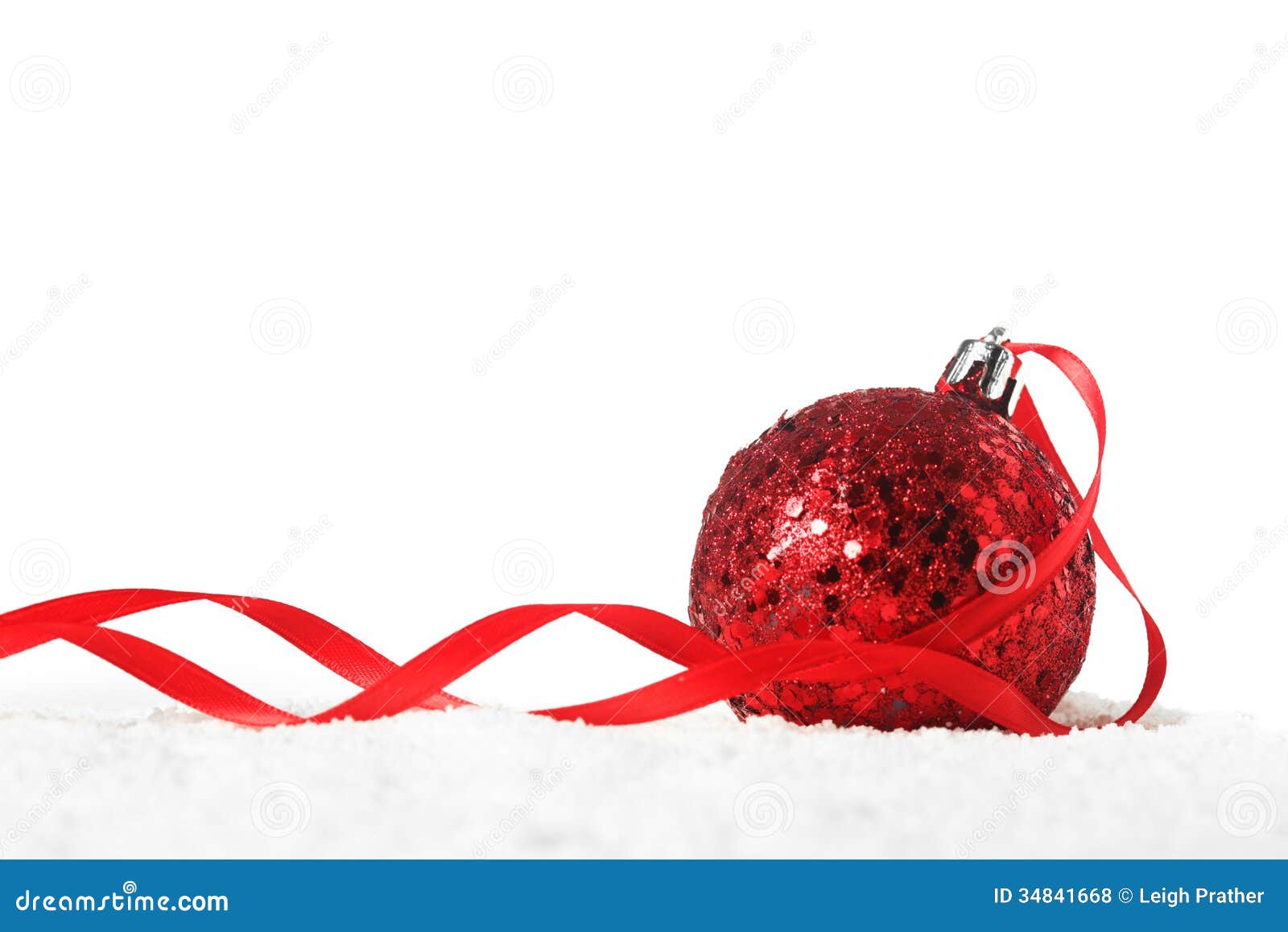 Red Christmas decoration with ribbon.