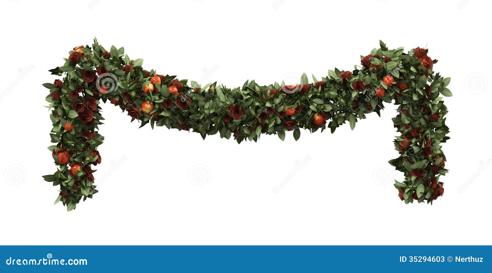 Christmas Garland Decoration isolated on white background. 3D render.